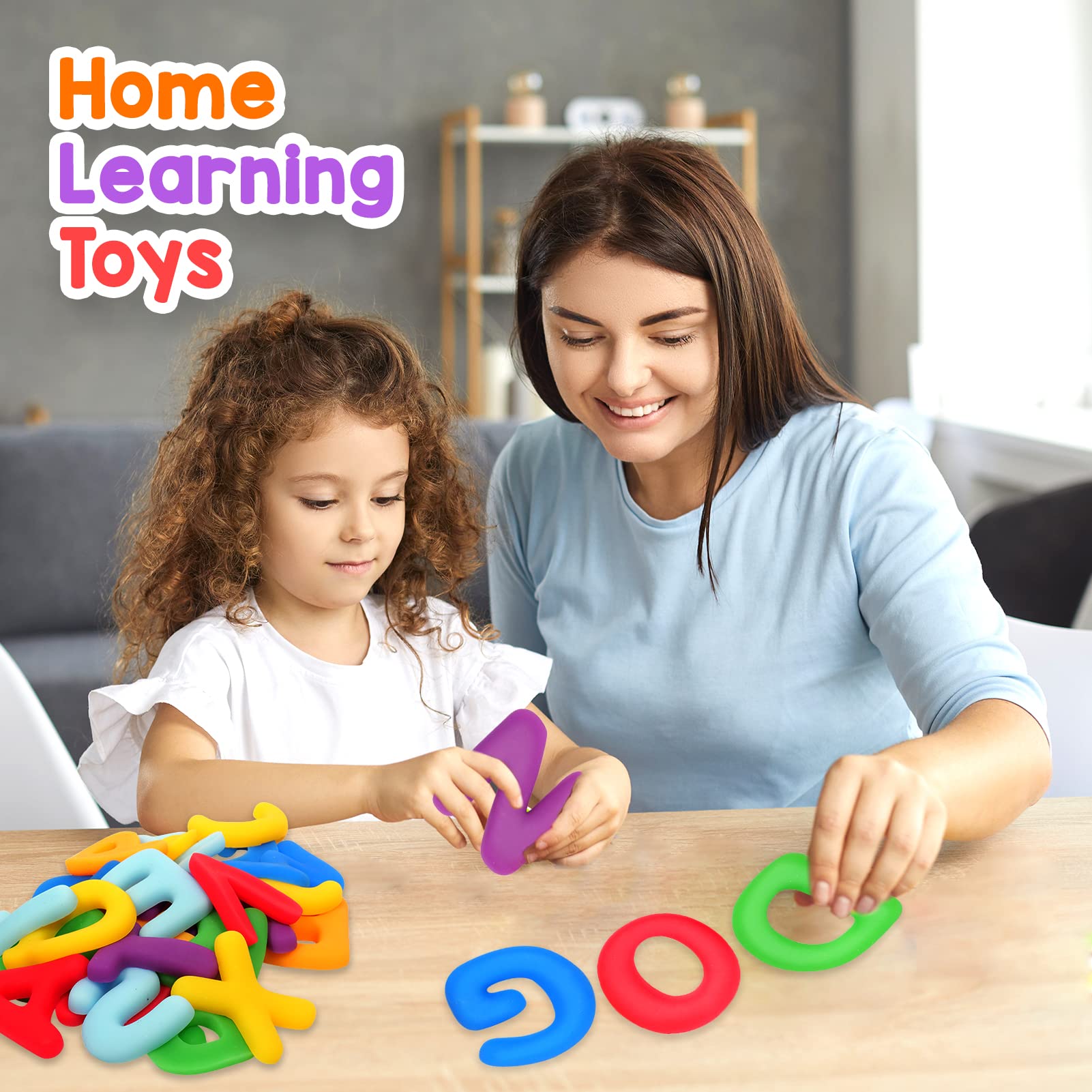 Montessori Alphabet Sensory Toys for Toddlers 3-6 Years - 26pcs ABC Learning Educational Toys, Uppercase Squishy Fidget Letters for Preschool & Autistic Kids | Perfect for Classroom Activities, Early Childhood Development & Stress Relief
