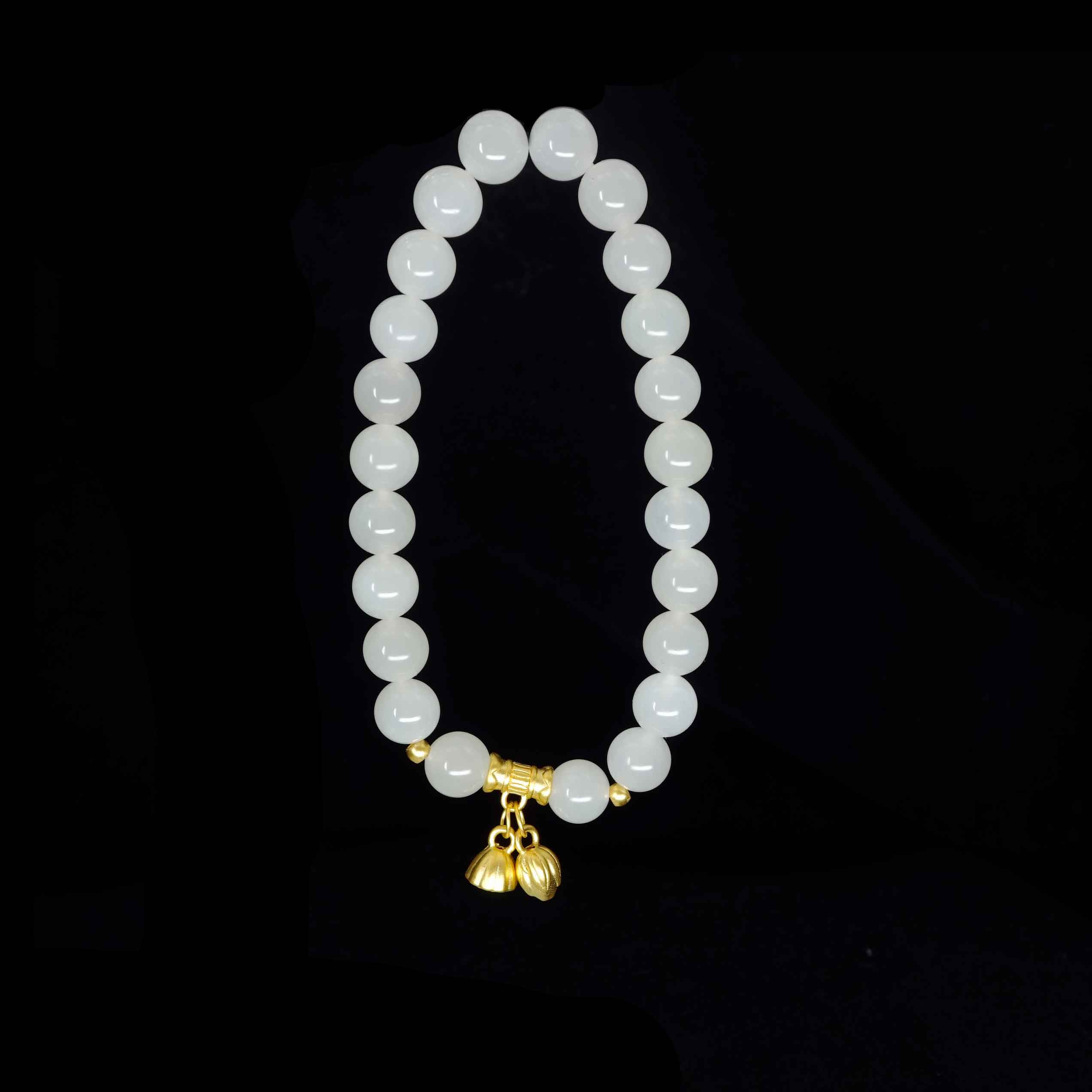 24K Gold Plated Nephrite Jade Bracelet for Women - Elegant Healing Stone Jewelry for Meditation, Yoga & Spiritual Wellness