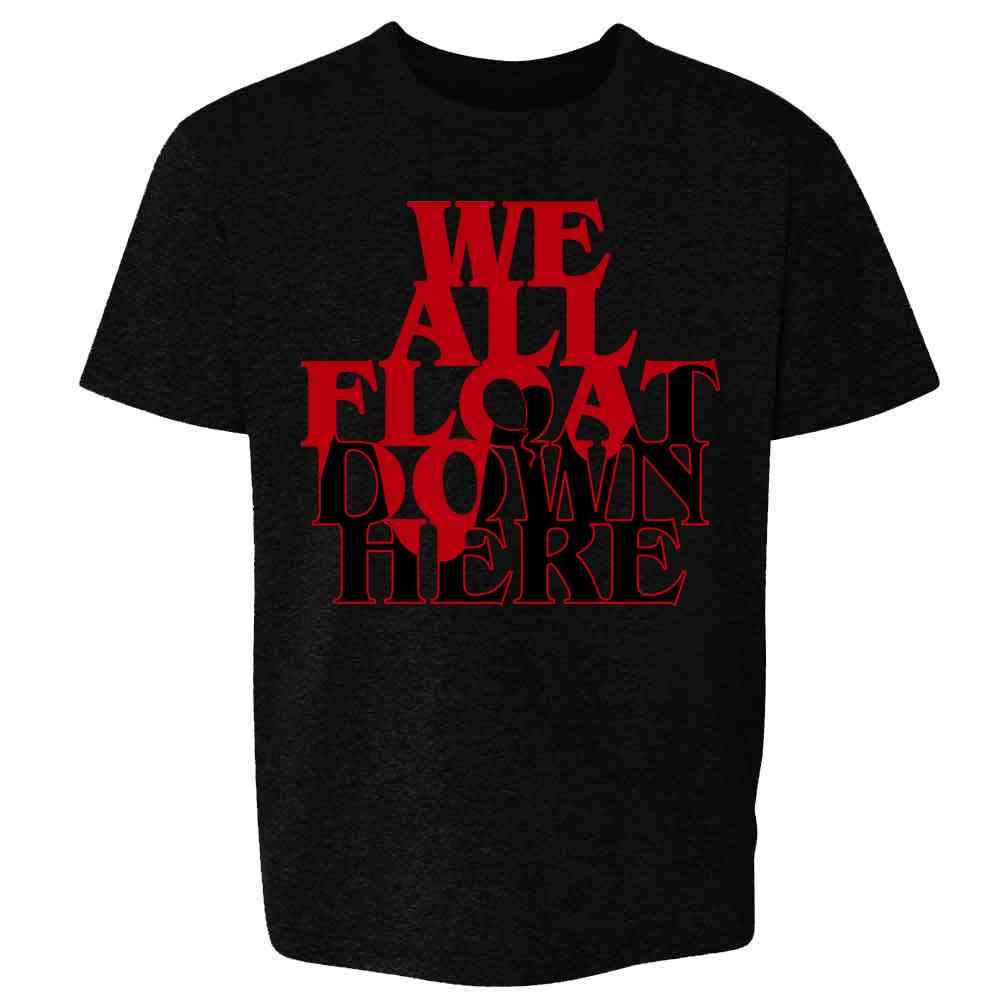 Pop Threads 'We All Float Down Here' Horror Balloons Clown T-Shirt for Kids & Youth - Scary Movie Inspired Outfit for Halloween, Cosplay & Stephen King Fans