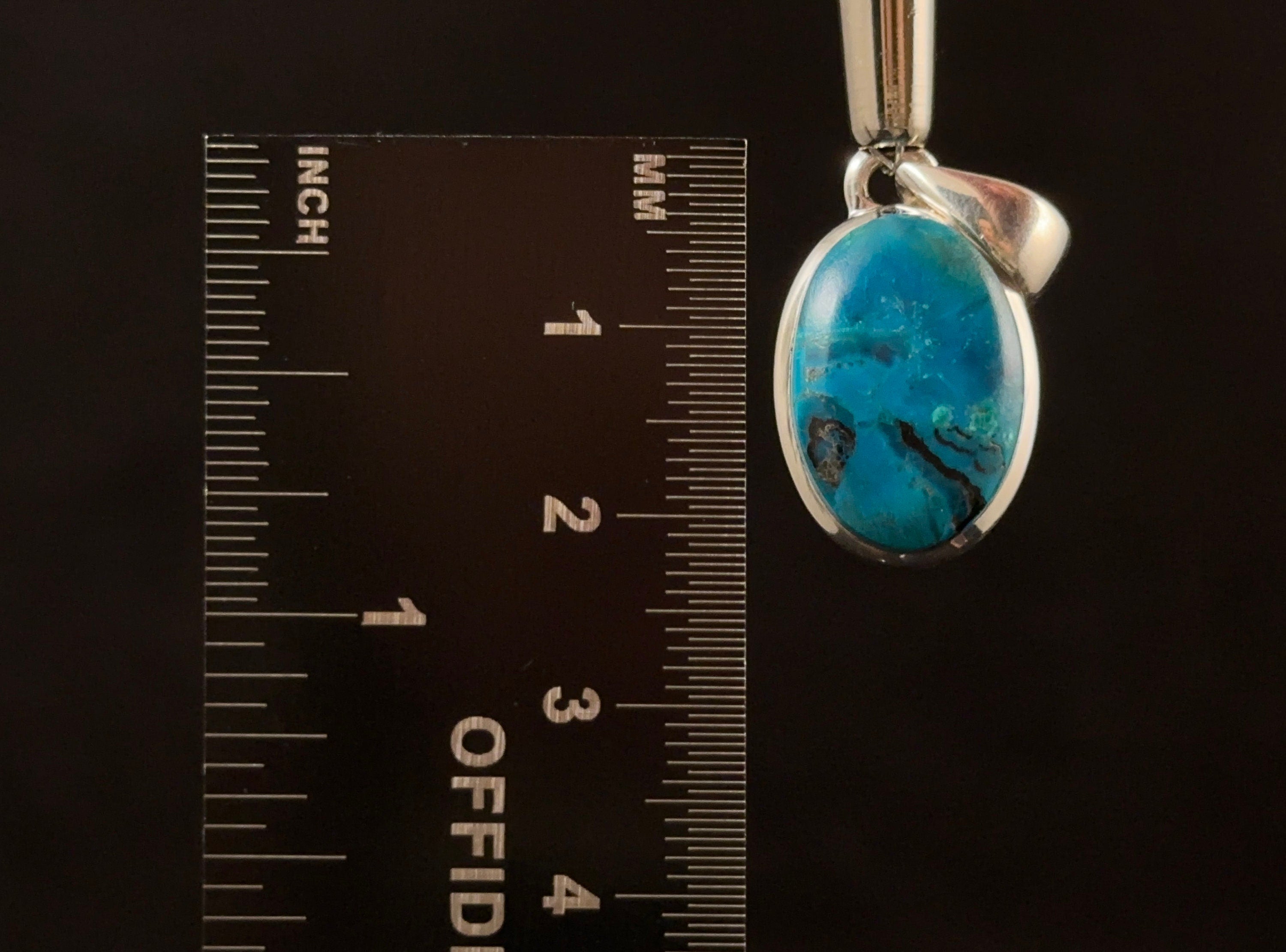 Genuine Chrysocolla in Chalcedony Gemstone Sterling Silver Pendant - Natural Gem Silica Cabochon Jewelry for Women, Healing Crystal Necklace | Perfect for Meditation, Energy Healing & Spiritual Gifts