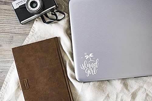 Island Girl Vinyl Decal Sticker - White 3.7 x 4.75 Inch - Made in USA - Waterproof & Durable - Perfect for Car Windows, Laptops, Tablets, Water Bottles, Tumblers & DIY Crafts - Great for Home Decor, Office & Personalization