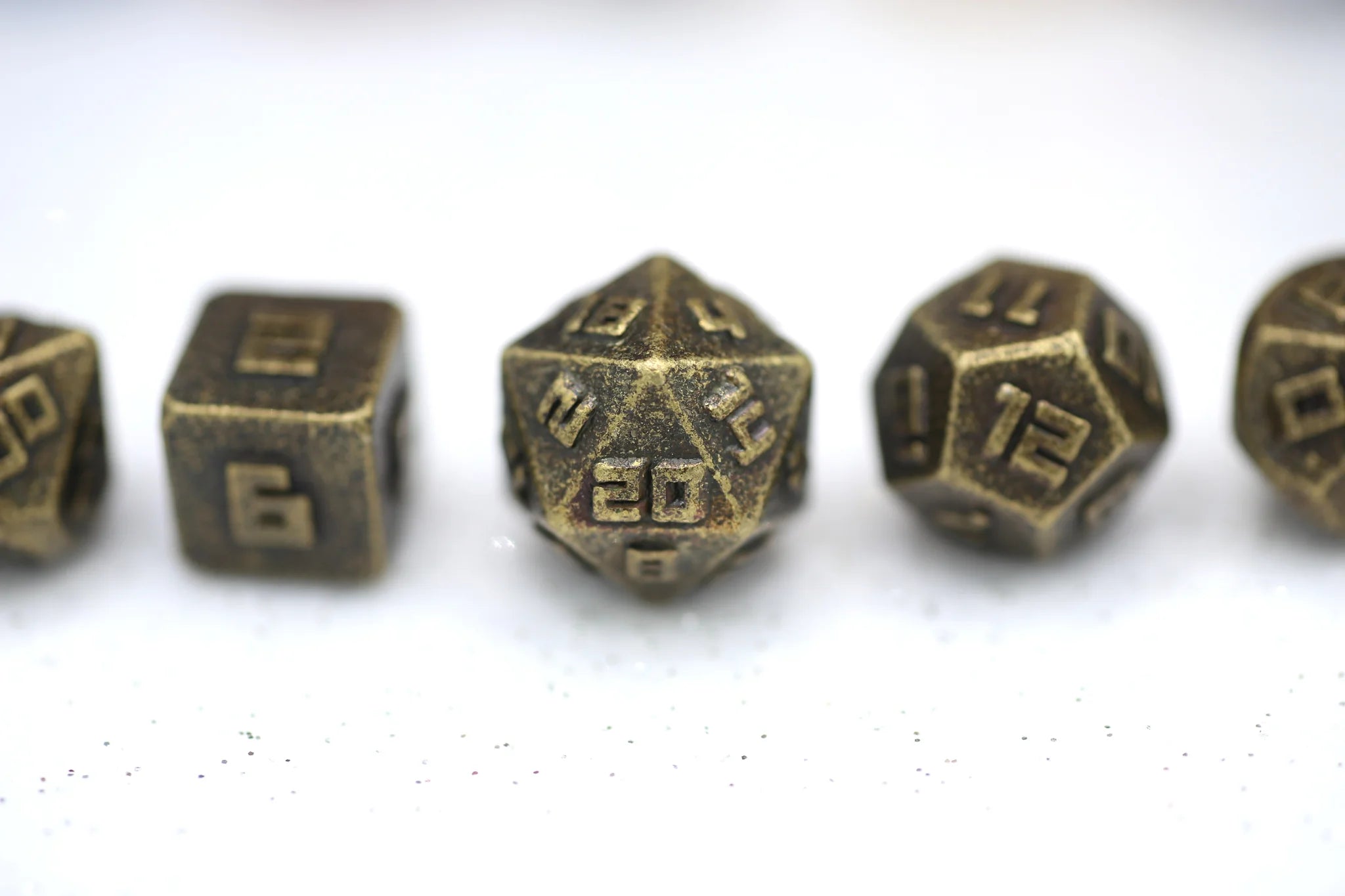 10MM Mini Metal RPG Dice Set - Ancient Gold Finish for Dungeons & Dragons, Pathfinder & Tabletop Gaming - Perfect for Collectors & Role-Playing Game Enthusiasts