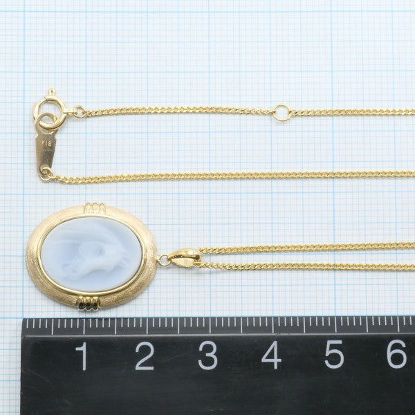 18K Yellow Gold Cameo Necklace with Genuine Stone - Elegant Vintage Jewelry for Women, Perfect for Weddings, Anniversaries & Special Occasions