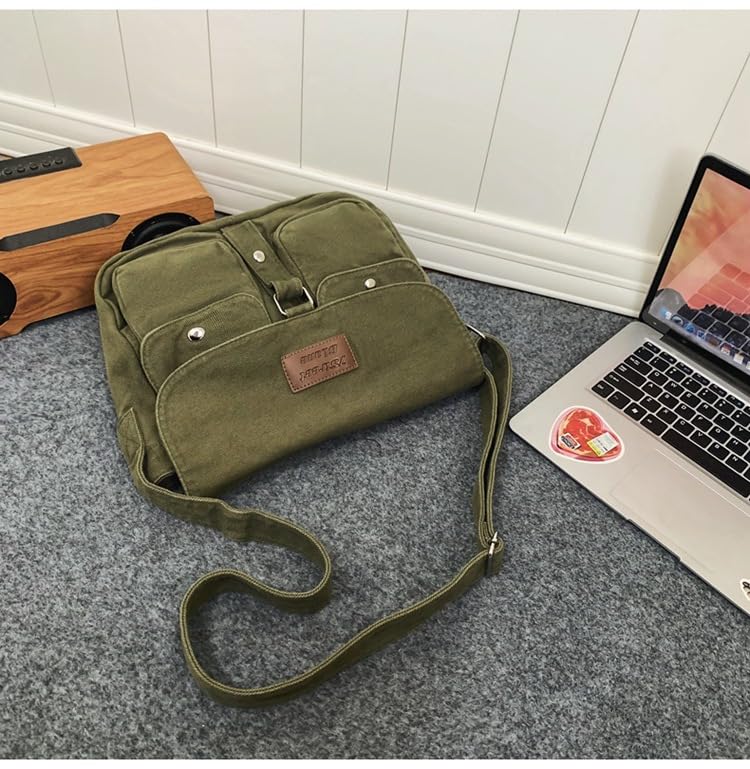 Vintage Canvas Messenger Bag Crossbody Bag for Women & Men - Grunge Y2K Style Retro Shoulder Bag - Perfect for School, Travel & Everyday Use