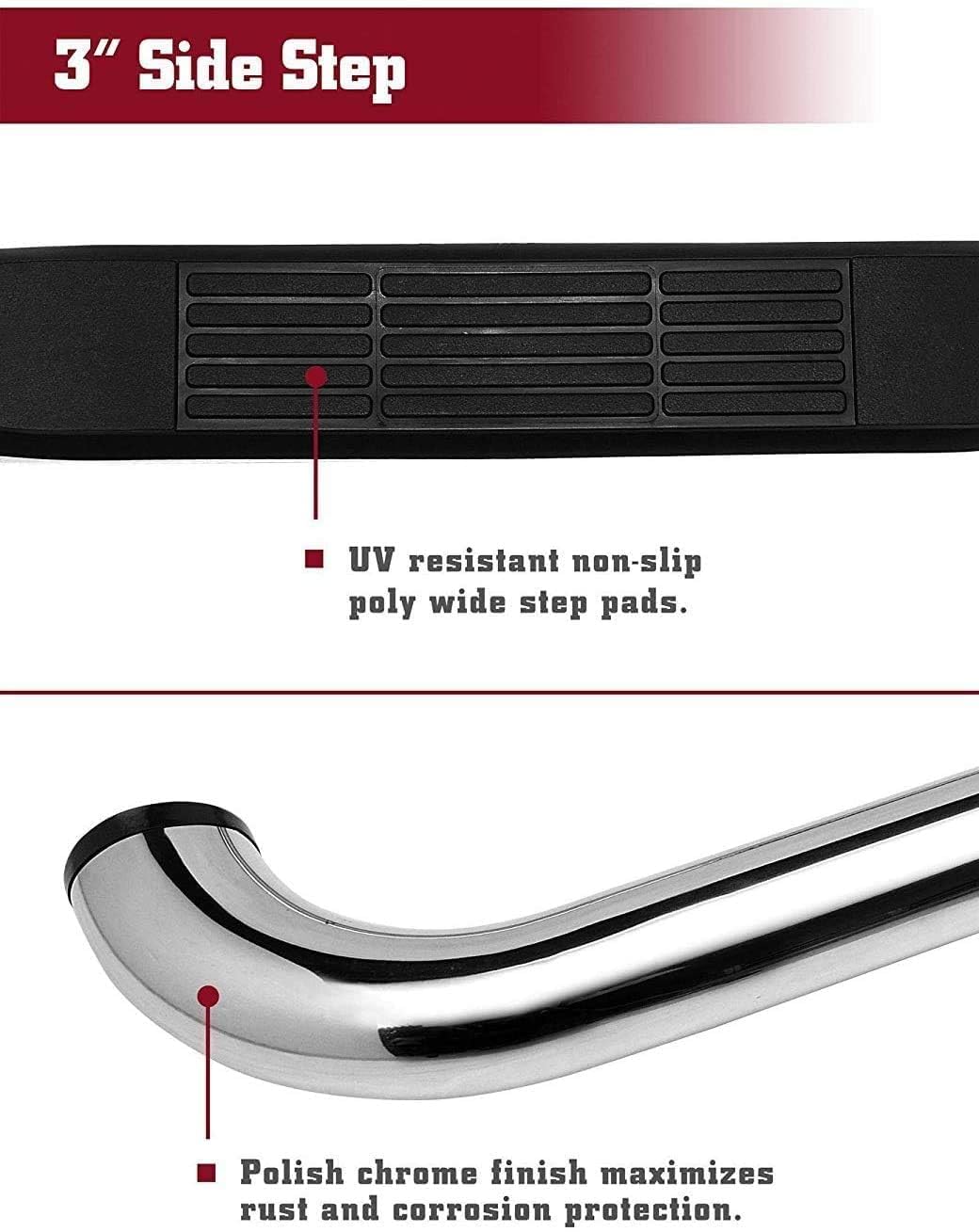 TAC Stainless Steel Side Steps & Nerf Bars for 2019-2025 RAM 1500 Crew Cab (Excludes Classic Models) - 3