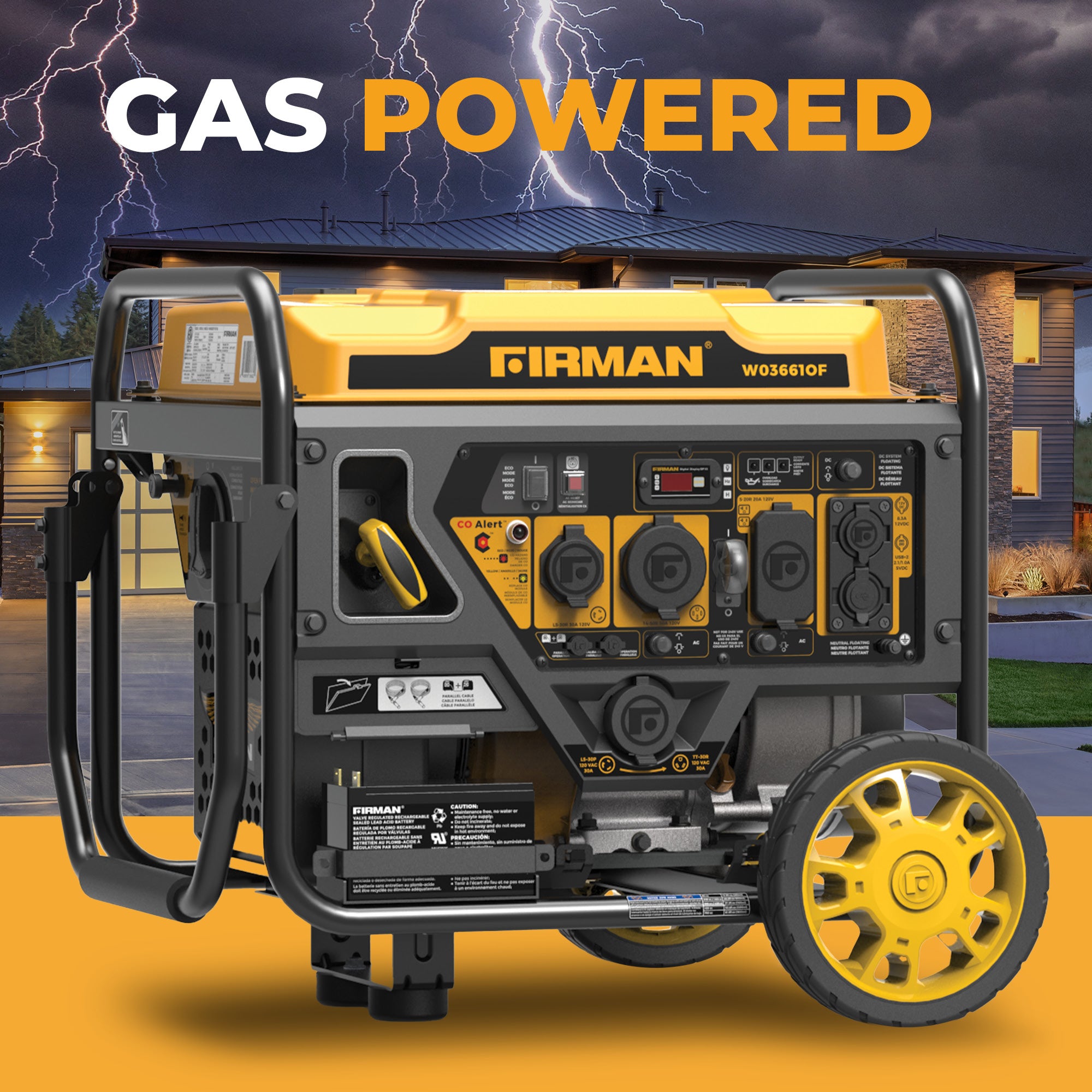 4500W Portable Inverter Generator with CO Alert & Recoil Start - Open Frame Design for Camping, RV Trips & Emergency Power Backup