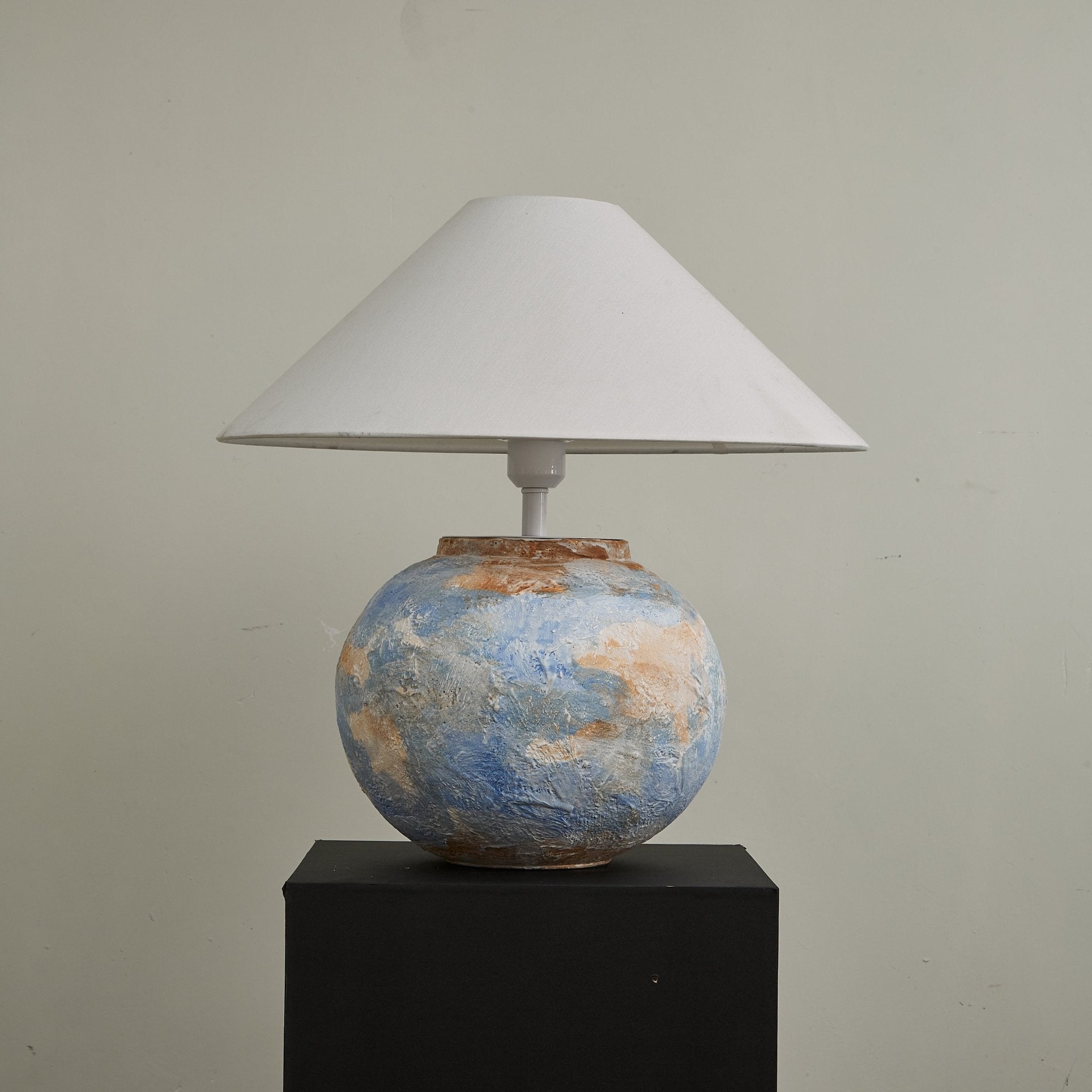Aquarelle Terra Table Lamp - Modern Ceramic Bedside Lamp with Hand-Painted Design, Warm White Light for Living Room, Bedroom, or Office Decor