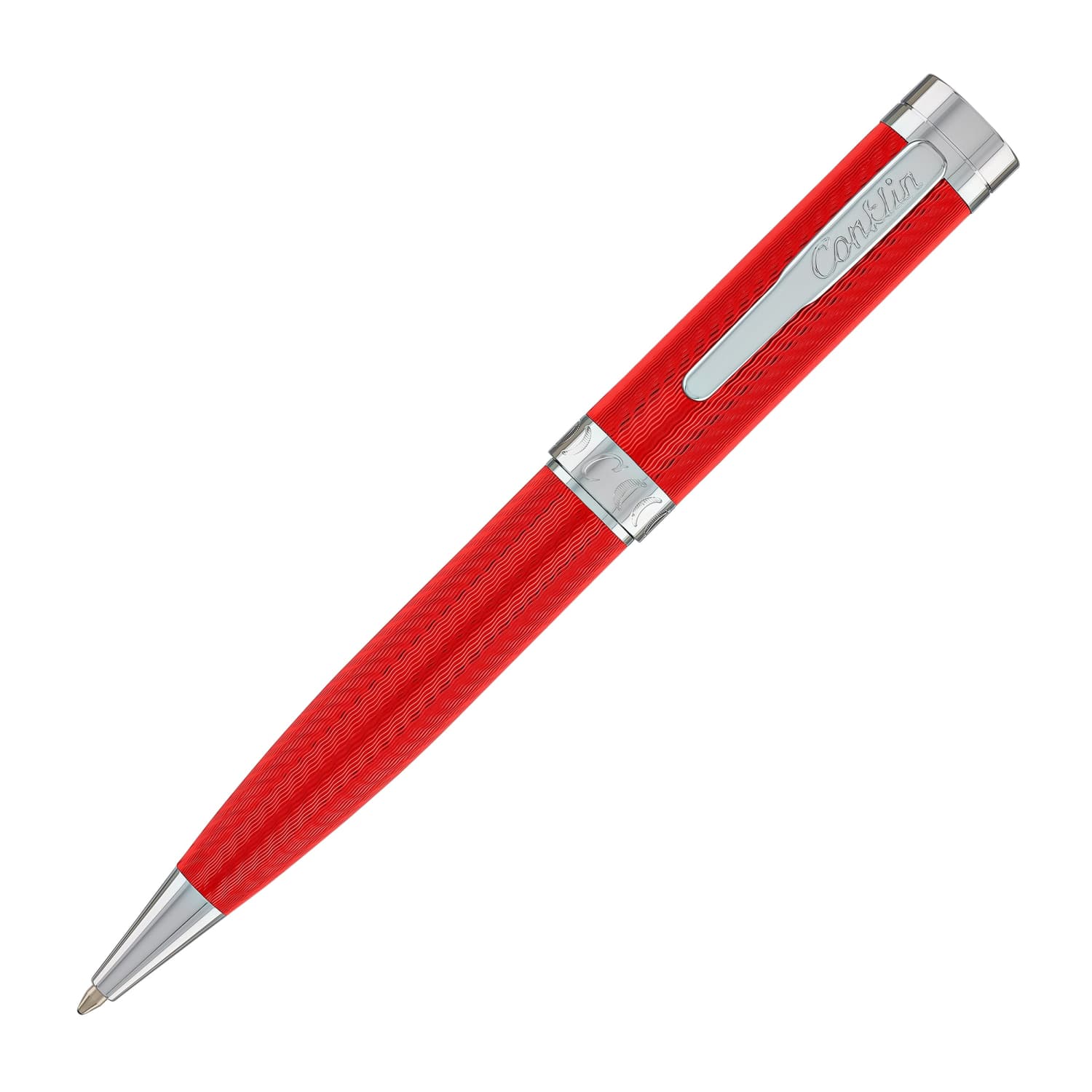 Conklin Herringbone Signature Red Ballpoint Pen - Premium Writing Instrument for Office, Business & Gift Giving
