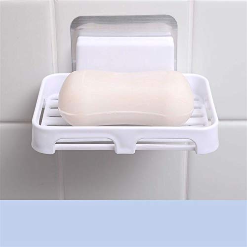 FEIMENGALL Wall Mounted Soap Dish with Drain - Bathroom & Kitchen Organizer for Soap, Sponge Holder - White - Perfect for Shower, Sink & Countertop Organization