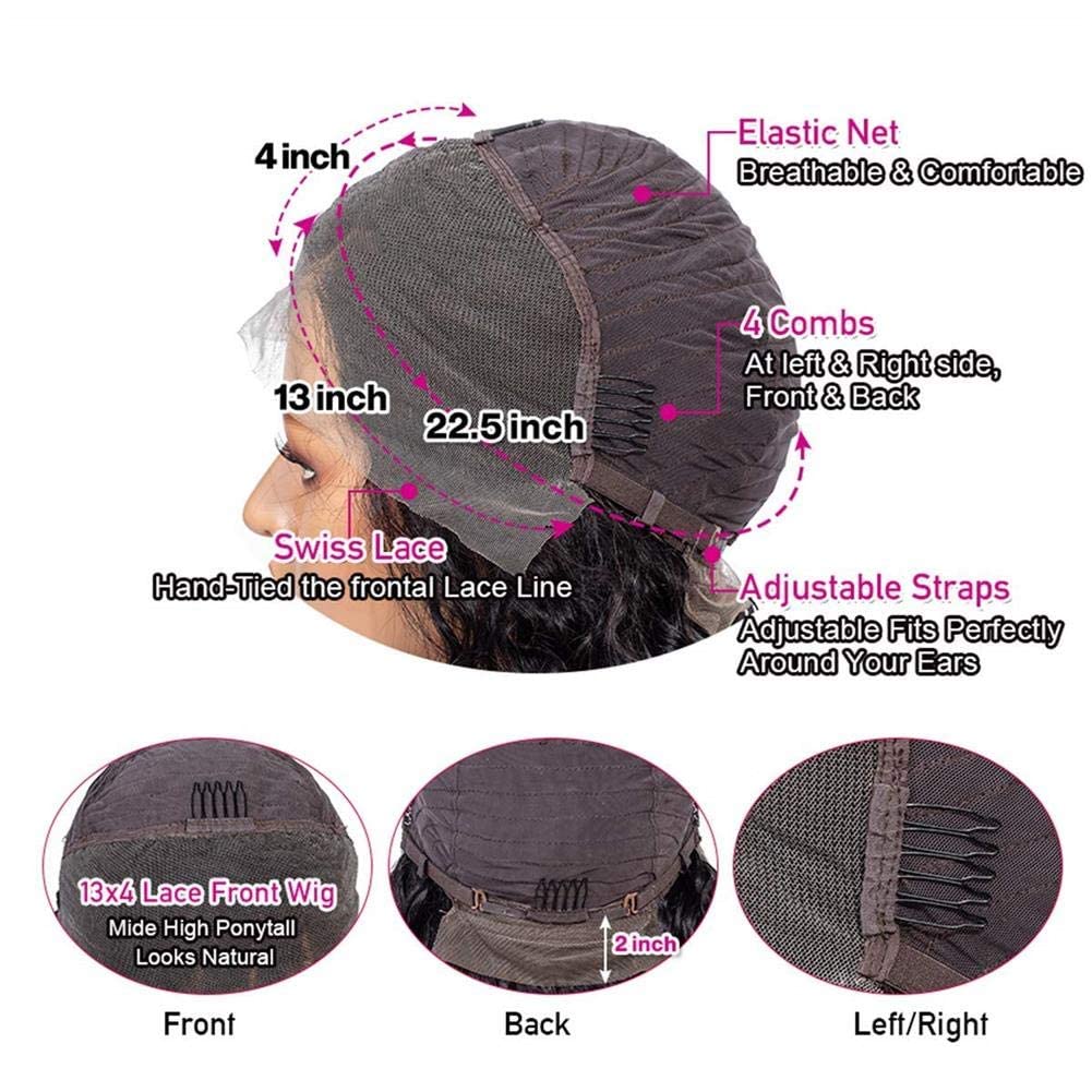 13x4 Kinky Straight Lace Front Human Hair Wig - Pre Plucked with Baby Hair, 150% Density, Glueless Yaki Bob Style (10 Inch) for Black Women | Perfect for Daily Wear, Cosplay & Special Occasions