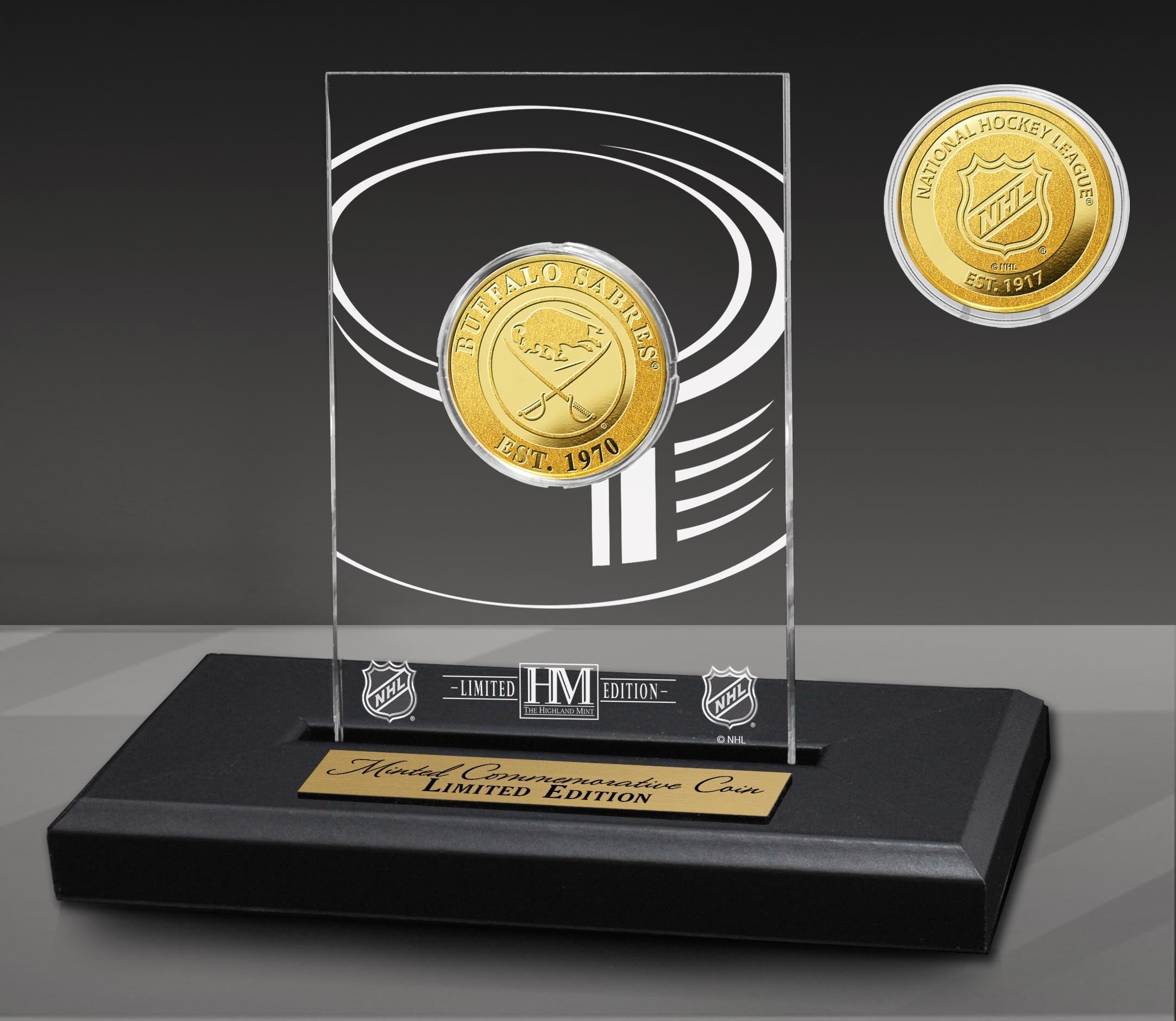 Buffalo Sabres NHL Hockey Team Acrylic Gold Coin - Collectible Memorabilia for Fans, Sports Enthusiasts & Home Decor