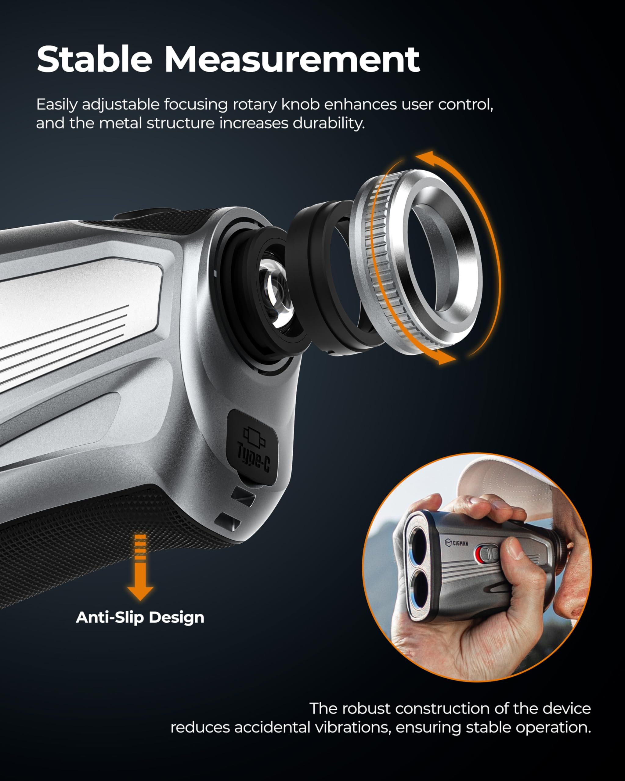 CIGMAN 850-1200 Yards Golf Laser Rangefinder with Slope - Rechargeable Magnetic Golf Range Finder with Continuous Scan, High-Precision LCD/OLED Screen, Flag Pole Lock & Vibration, 7X Magnification - Perfect for Golfing & Hunting Adventures