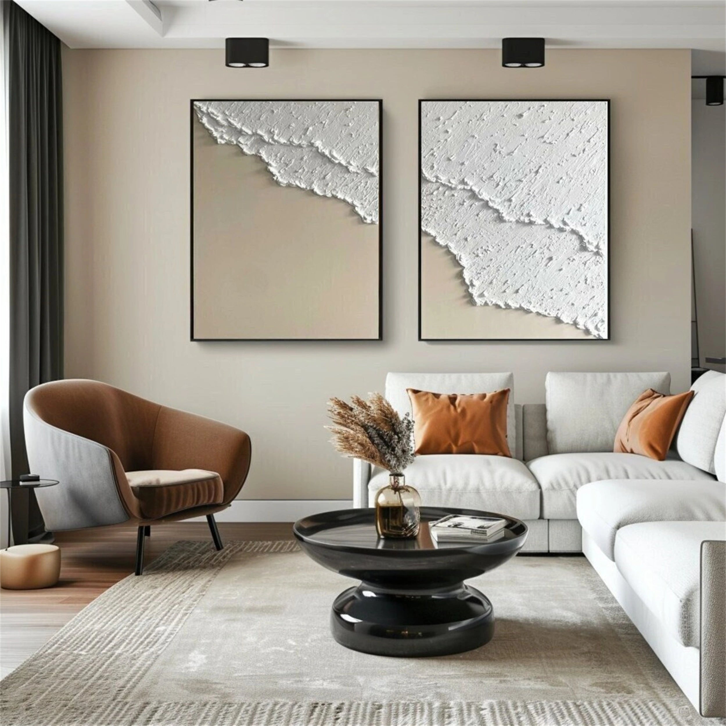 Ocean and Sky Wall Art Set of 2 - Handmade Canvas Paintings for Home Decor (OS 108) | Perfect for Living Room, Bedroom & Office Decorations