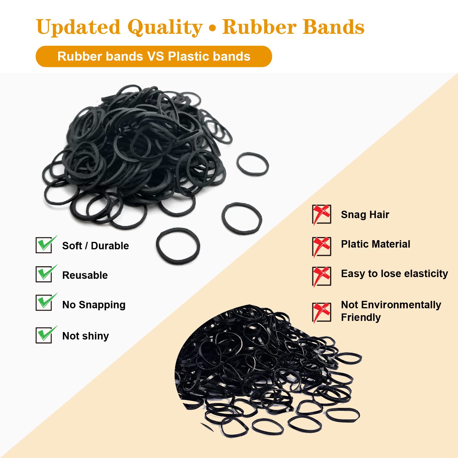 500pcs Black Elastic Hair Bands for Women & Kids - Soft Mini Hair Rubber Bands for Braids, Beard & Ponytails - Includes Storage Box - Perfect for Daily Styling, Salon Use & Travel Accessories
