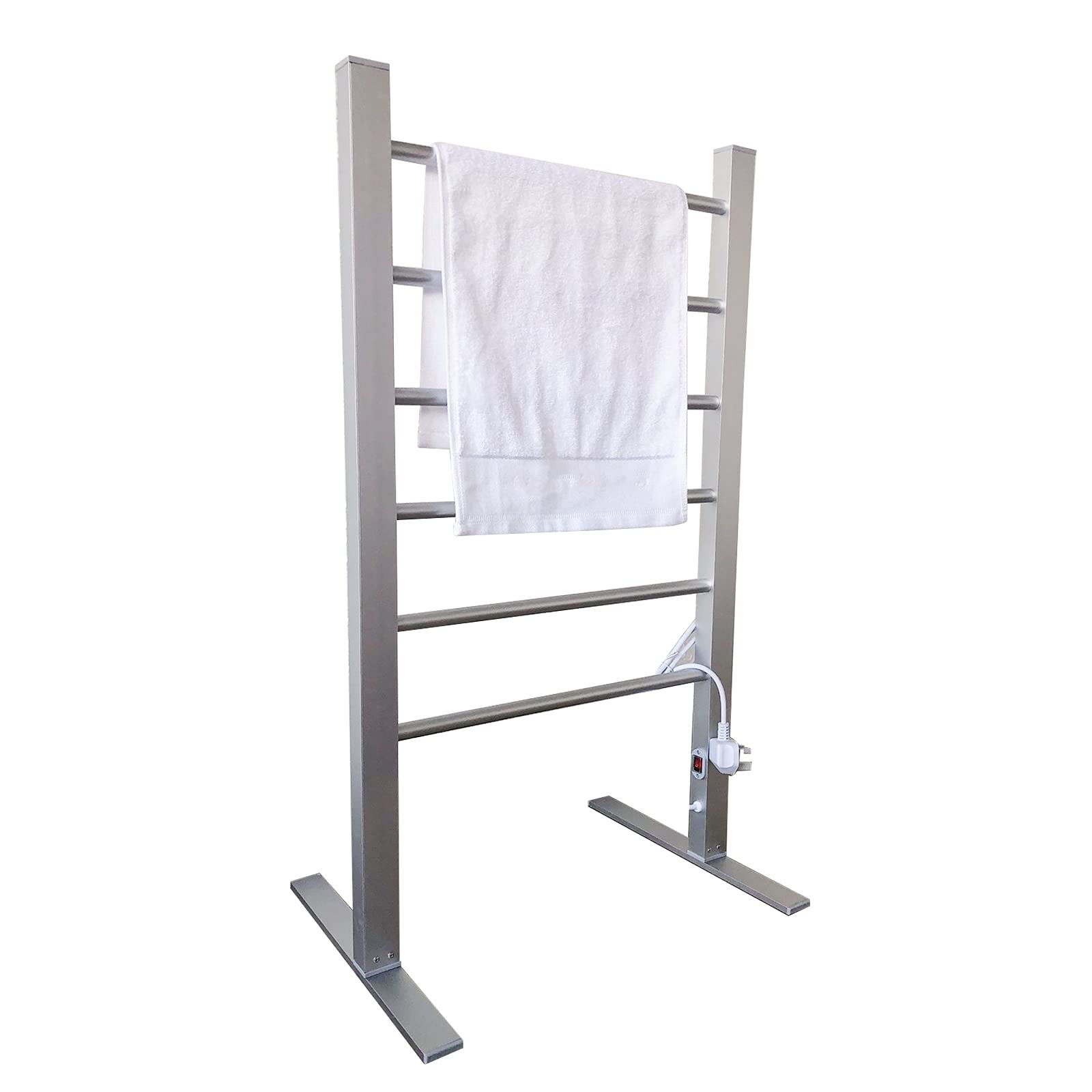 Portable Electric Heated Towel Rack - 6 Bar 100W Freestanding Bathroom Towel Warmer & Drying Rack, 520x390x900mm Aluminum Alloy Heated Towel Rail Radiator - Perfect for Spa, Luxury Bathroom & Cold Weather Comfort