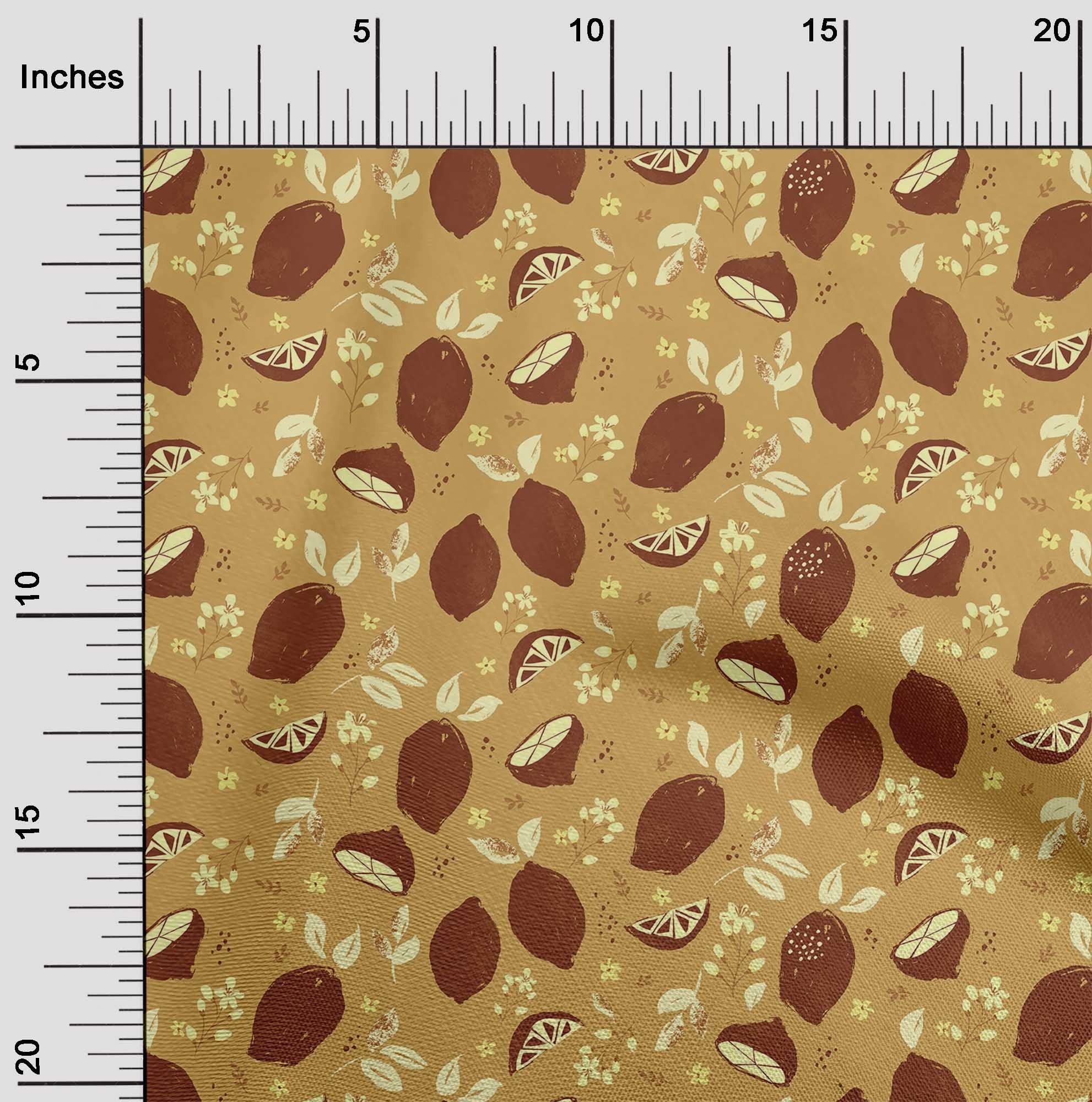 oneOone Rayon Brown Fabric - 56 Inch Wide Printed DIY Sewing Material for Clothing, Dresses, and Home Decor | Fruits Pattern by The Yard