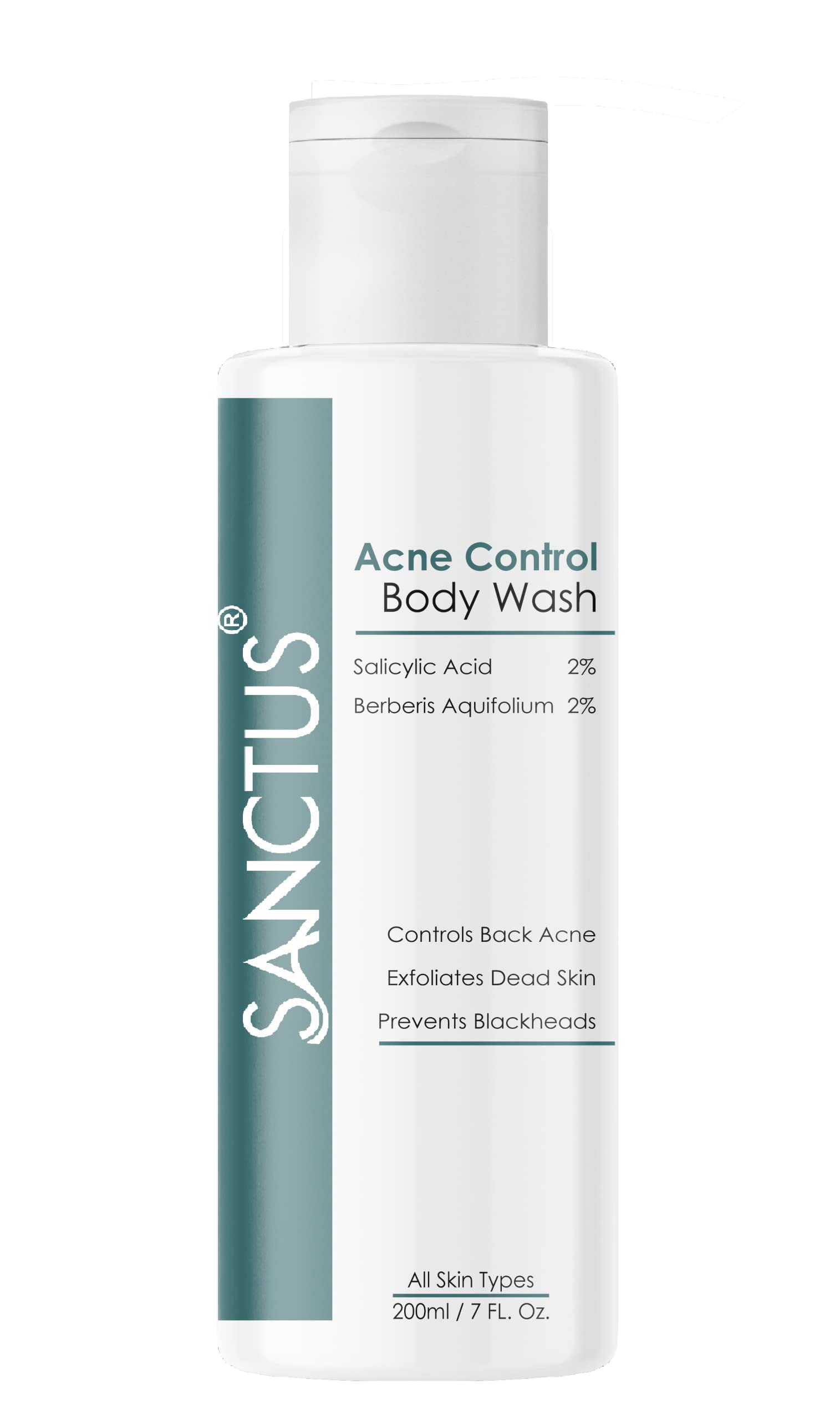 Acne Control Body Wash with 2% Salicylic Acid & 2% Berberis Aquifolium - Prevents Body Acne, Bumpy Skin & Deep Pore Cleansing - 200ml - Ideal for Shower & Post-Workout Skincare Routine