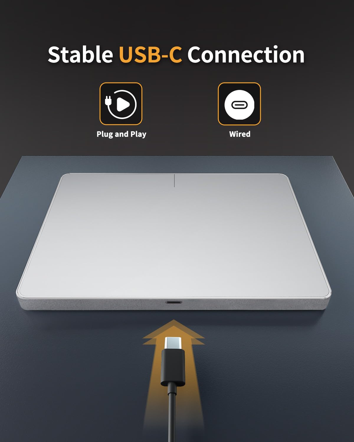 ProtoArc USB Trackpad for Windows 10/11 - Large Wired Touchpad Mouse with High Precision Navigation, Ultra Slim Portable Aluminum Touchpad for Desktop & Laptop (White Silver) - Perfect for Office Work, Graphic Design & Home Computing