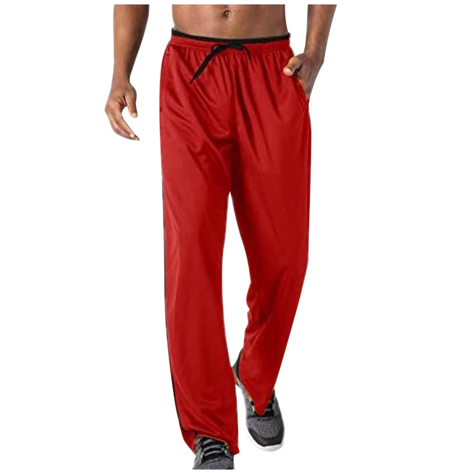 Men's Jogger Pants with Zipper Pockets - Breathable Mesh Running Sweatpants for Men - Comfortable Workout & Lounge Wear for Gym, Travel & Casual Outfits
