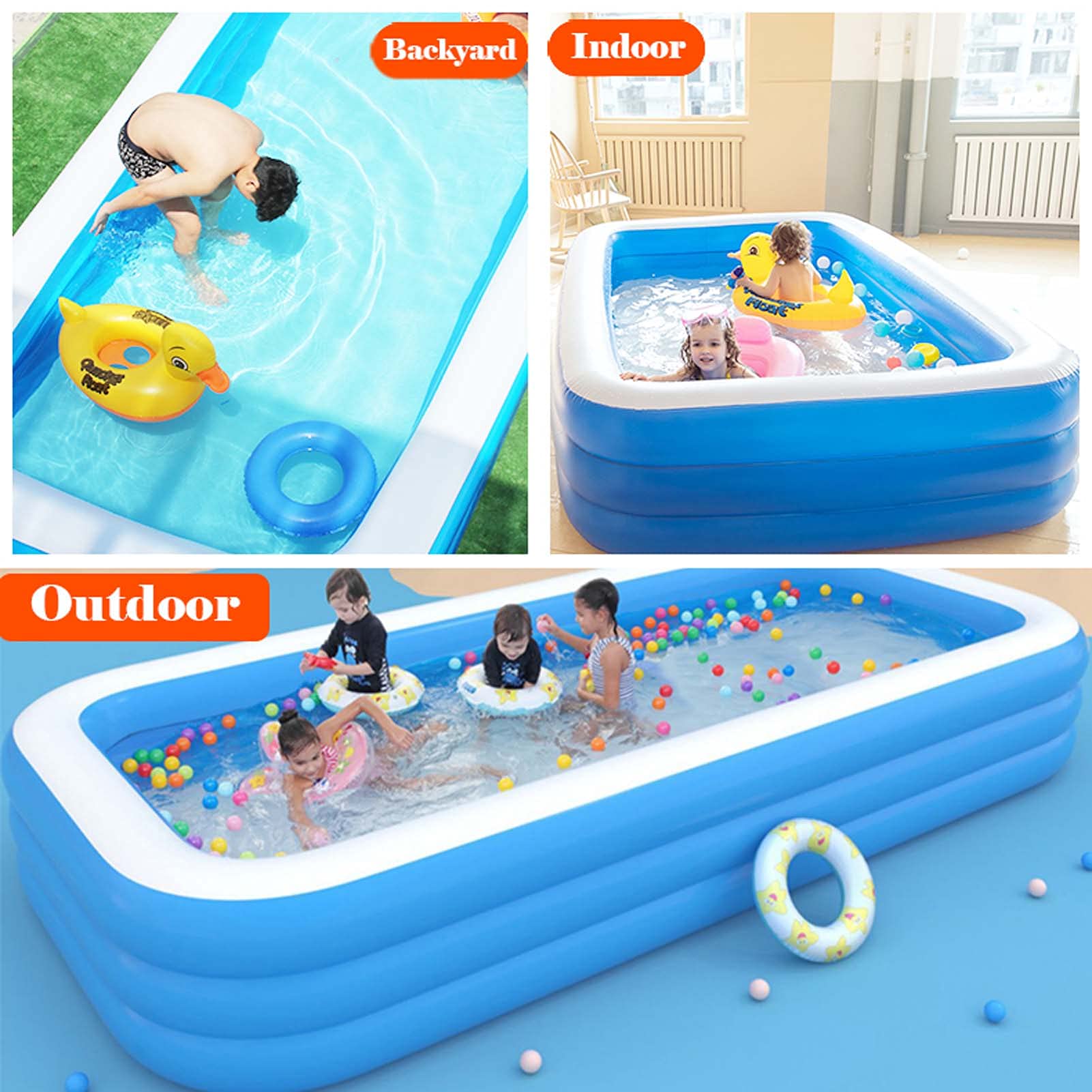 **Inflatable Family Swimming Pool 51x35x20 Inch - Above Ground Kiddie Pool for Kids & Adults, Blow Up Outdoor Pool for Backyard, Garden, Summer Water Play - Perfect for Parties, Relaxation & Family Fun**
