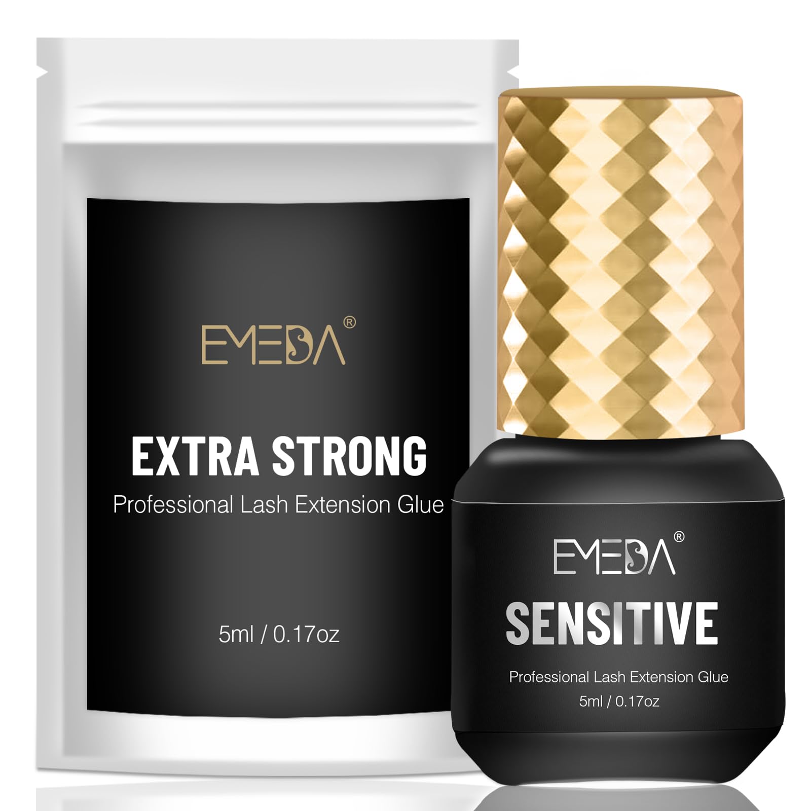 EMEDA Sensitive Lash Extension Glue - 0.5 Second Fast Drying Eyelash Adhesive, 7 Week Retention, Waterproof & Strong Hold Semi-Permanent Glue for Professional Lash Extensions (5ml) - Perfect for Salons, Bridal Makeup & Special Occasions