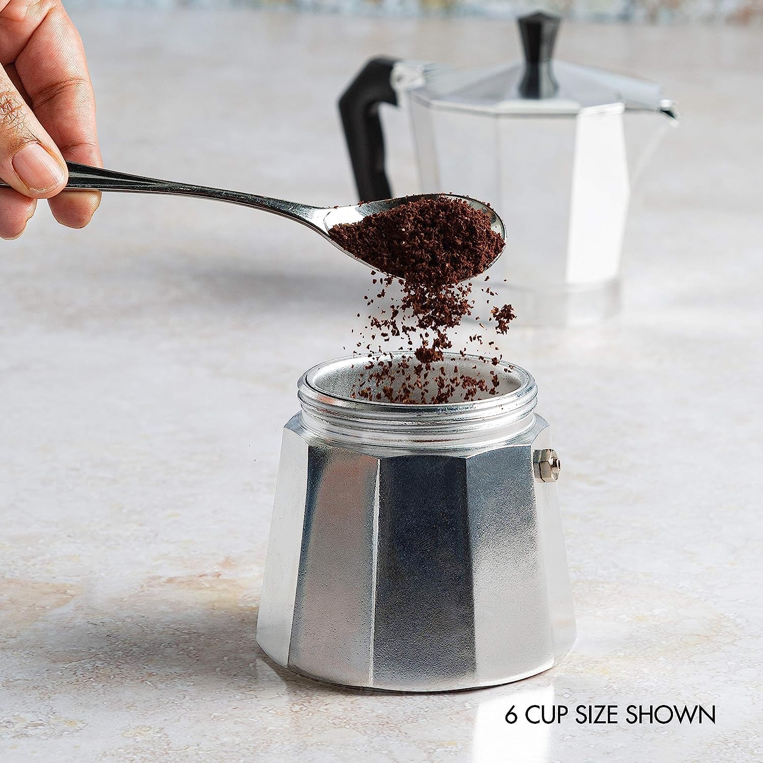 Stovetop Espresso Maker - 50ml Moka Pot Coffee Maker for Italian Coffee | 1 Cup Silver Greca Coffee Pot | Perfect for Home Brewing & Camping