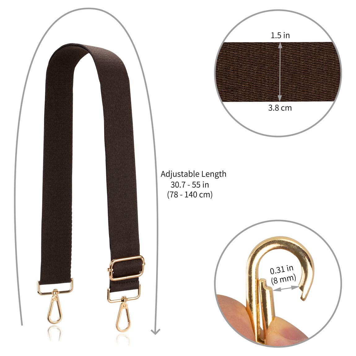 Allzedream Adjustable Crossbody Bag Strap - Soft Replacement Purse Strap for Women & Men - Perfect for Travel, Shopping & Everyday Use