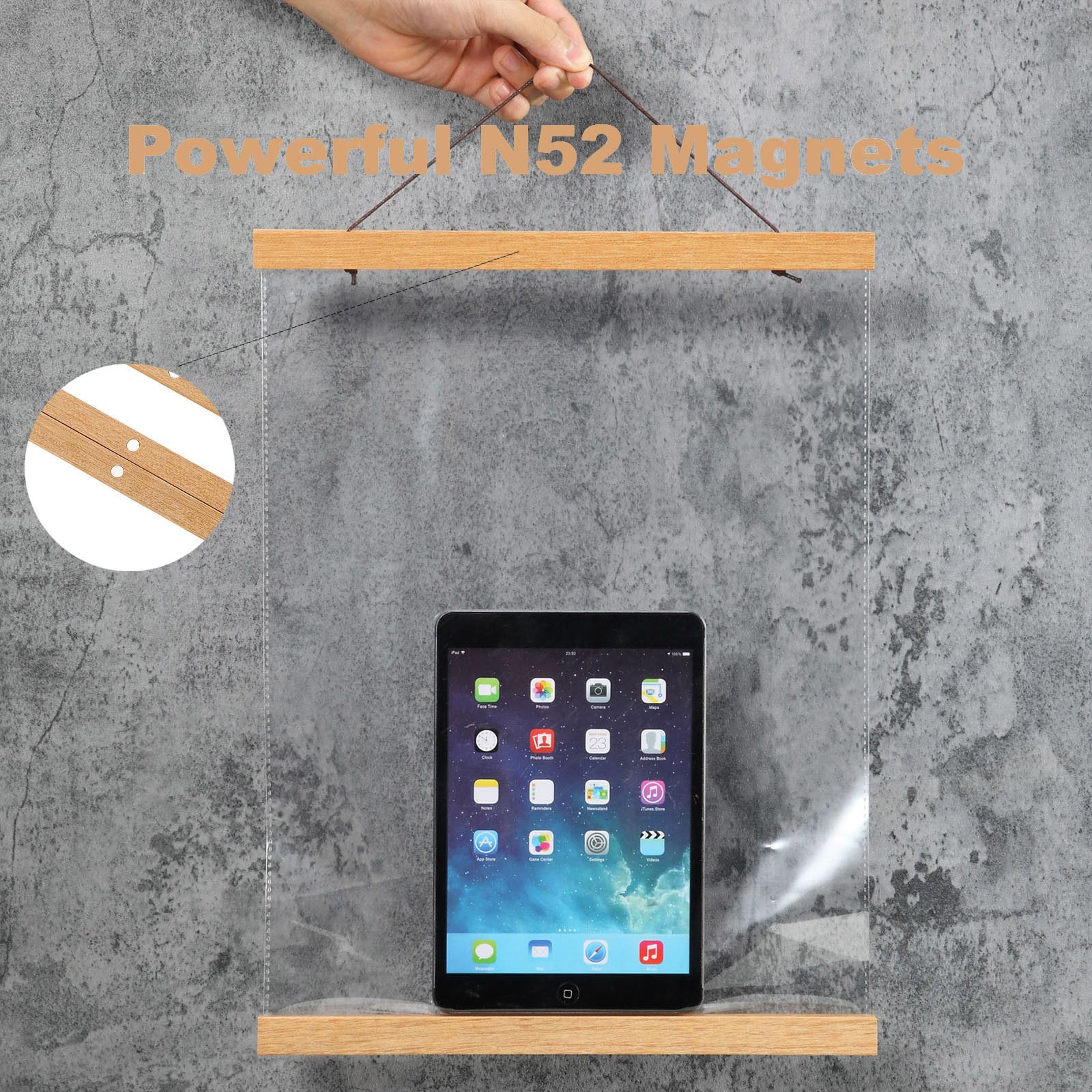 FALAMON 2 Pack Magnetic Poster Hanger Frame - 12x16 12x18 12x24 Teak Wood Poster Holder for Photos, Prints, Artwork - Perfect for Home, Office & Gallery Displays
