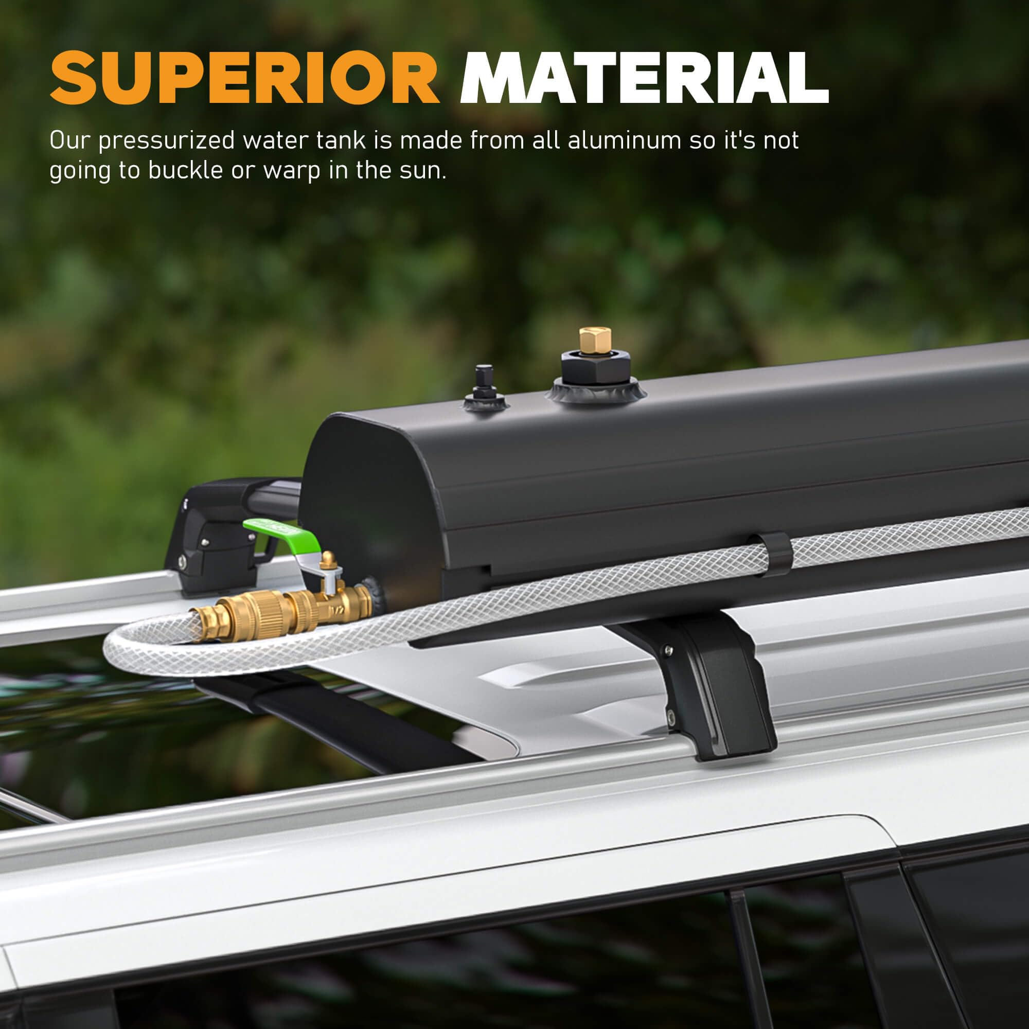 8 Gallon Pressurized Water Tank & Camping Shower - Portable Outdoor Shower System for Road Trips, Overlanding, RV Camping & Emergency Water Storage - Perfect for Off-Grid Adventures, Beach Days & Outdoor Hygiene