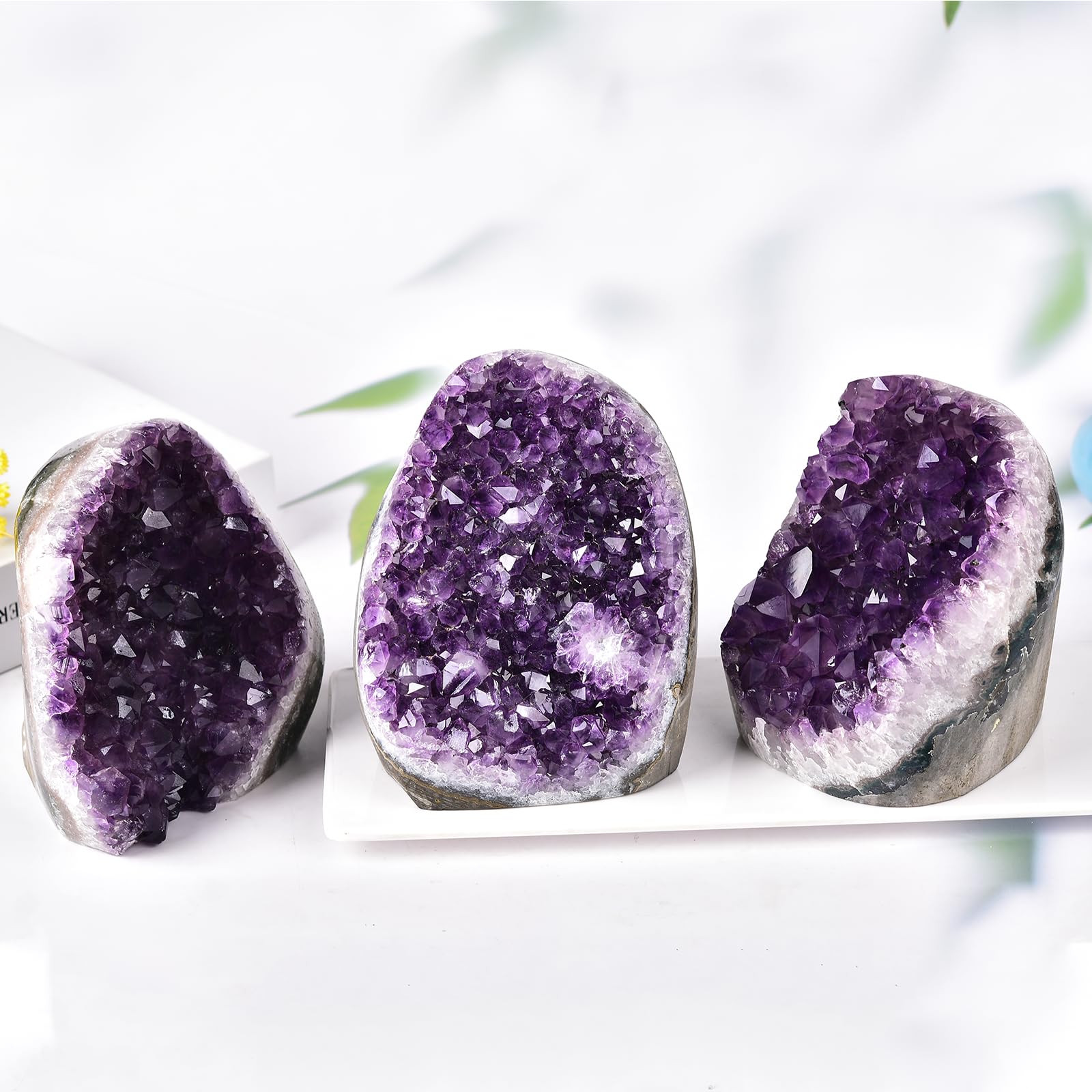 Premium JIC Gem Class B Grade Deep Purple Uruguay Amethyst Cluster - Natural Amethyst Geode Rock with Polished Base (2-3 lbs) - Perfect for Home Decor, Meditation Spaces & Crystal Healing Collections