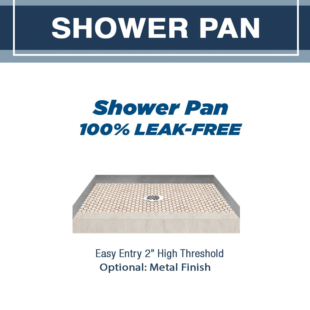 Freedom Rafe Marble Honey Hex Mosaic Alcove Shower Enclosure Kit - Waterproof Bathroom Tile Set for Modern Home Renovation, DIY Shower Wall Installation, Spa-Style Bathroom Upgrade