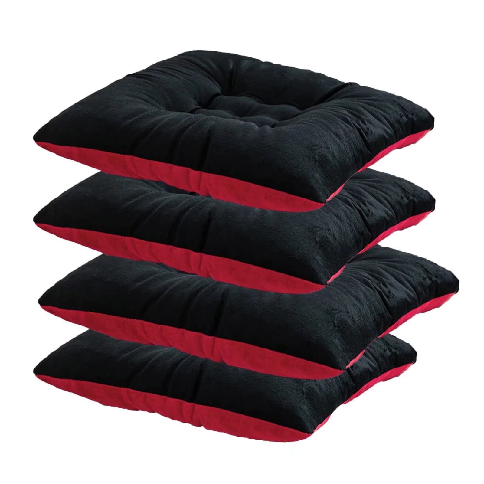 4-Pack Non-Slip Memory Foam Dining Chair Cushions with Ties - Double-Sided Kitchen Chair Pads for Indoor & Outdoor Use - Perfect for Dining Rooms, Patios, and Kitchen Seating Areas (Black)