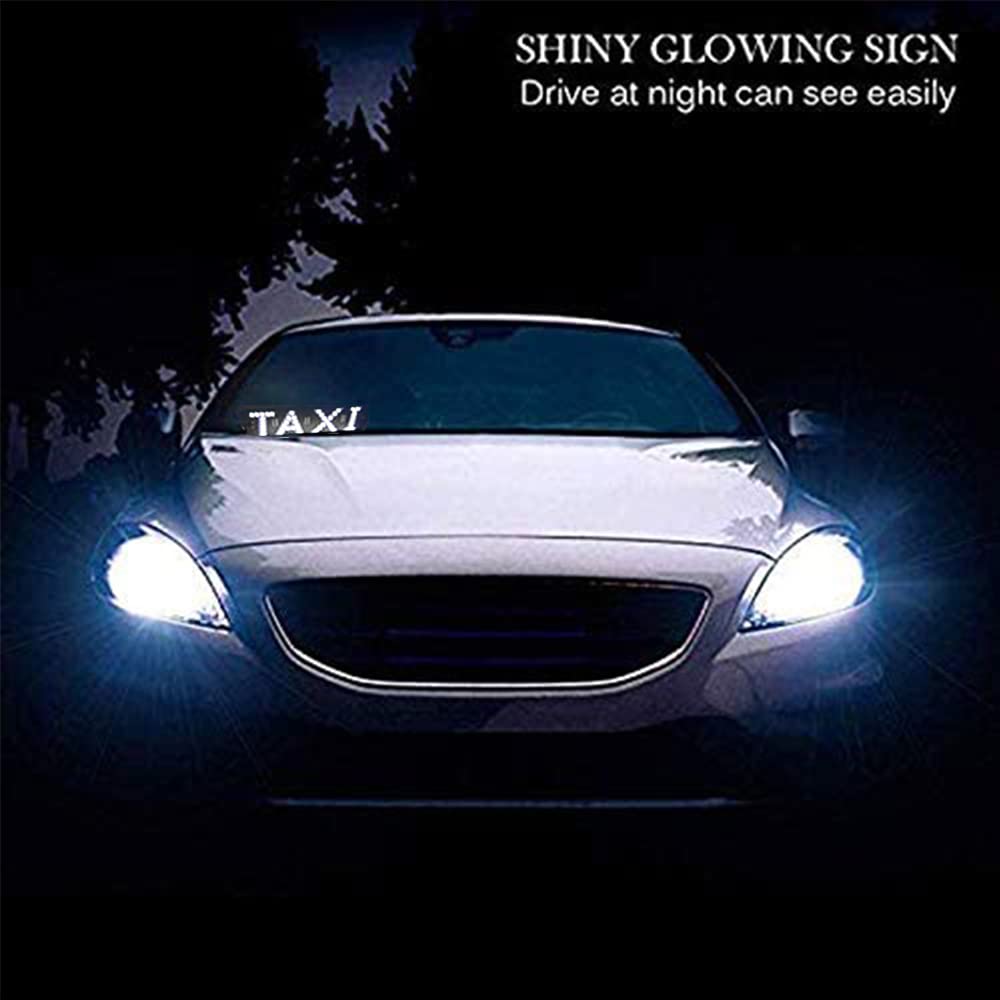 YSY White LED Taxi Light Sign for Car Window - 12V DC Charger & USB Switch - Flashing Hook Decor for Taxi, Uber, Lyft Drivers - Perfect for Night Shifts & Ride-Hailing Services