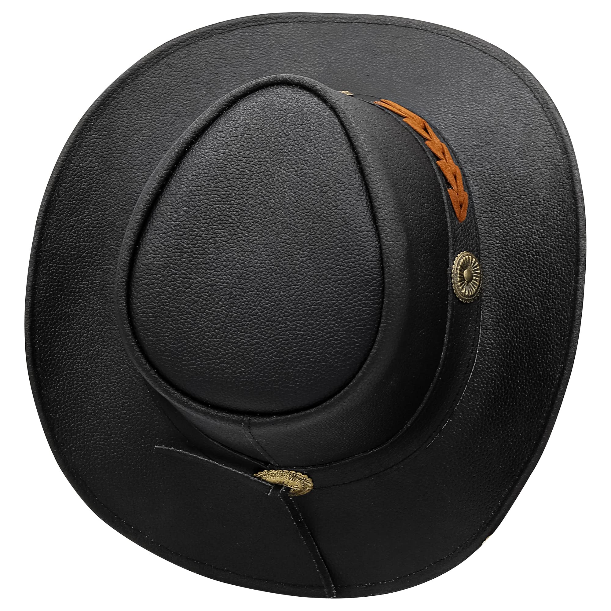 Shapeable Leather Cowboy Hat for Men & Women - Wide Brim Western Outback Hat with Adjustable Fit - Perfect for Rodeo, Country Music Festivals & Outdoor Adventures