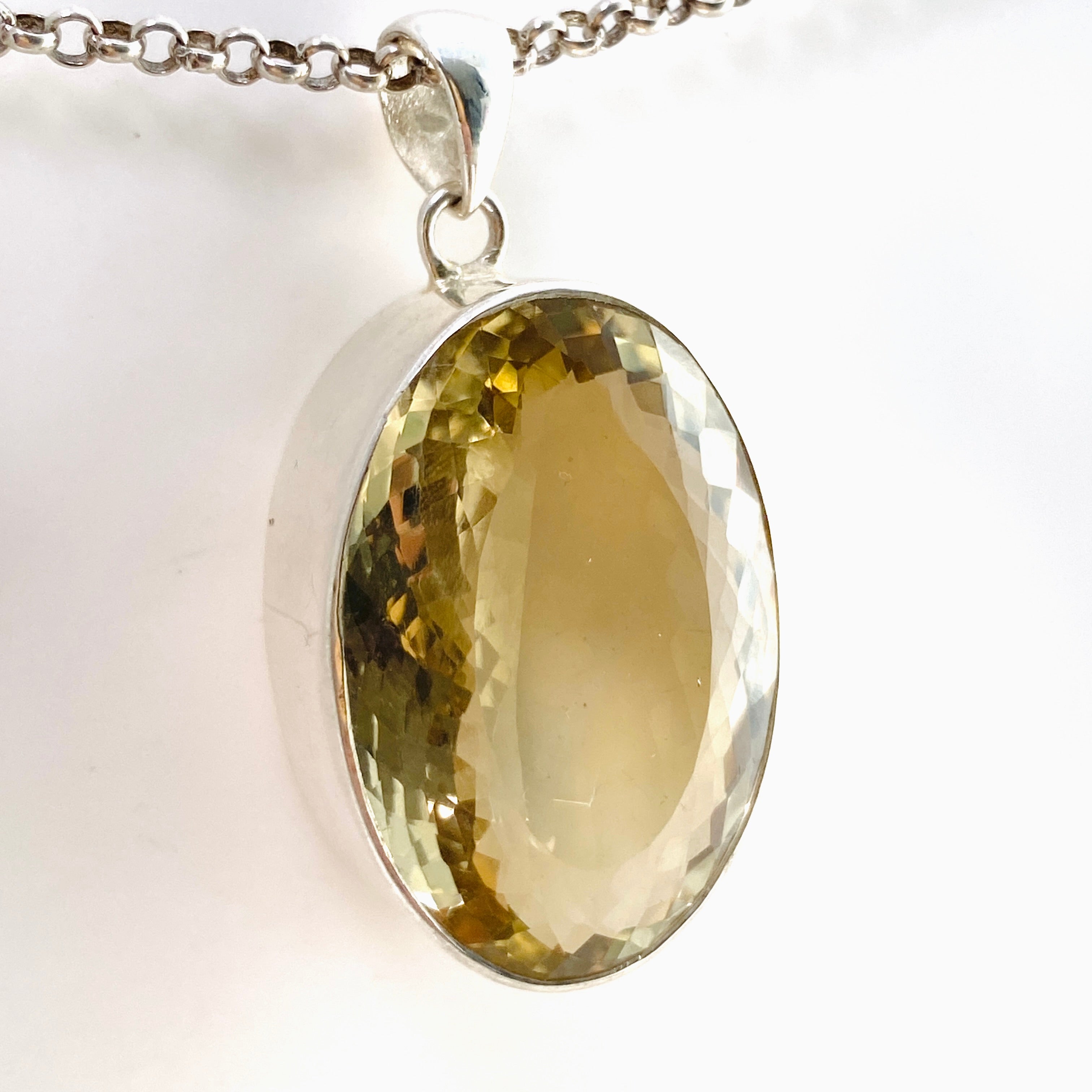 Smokey Lemon Quartz Oval Faceted Pendant Necklace - Natural Gemstone Jewelry for Women - Perfect for Everyday Wear, Gifts & Special Occasions