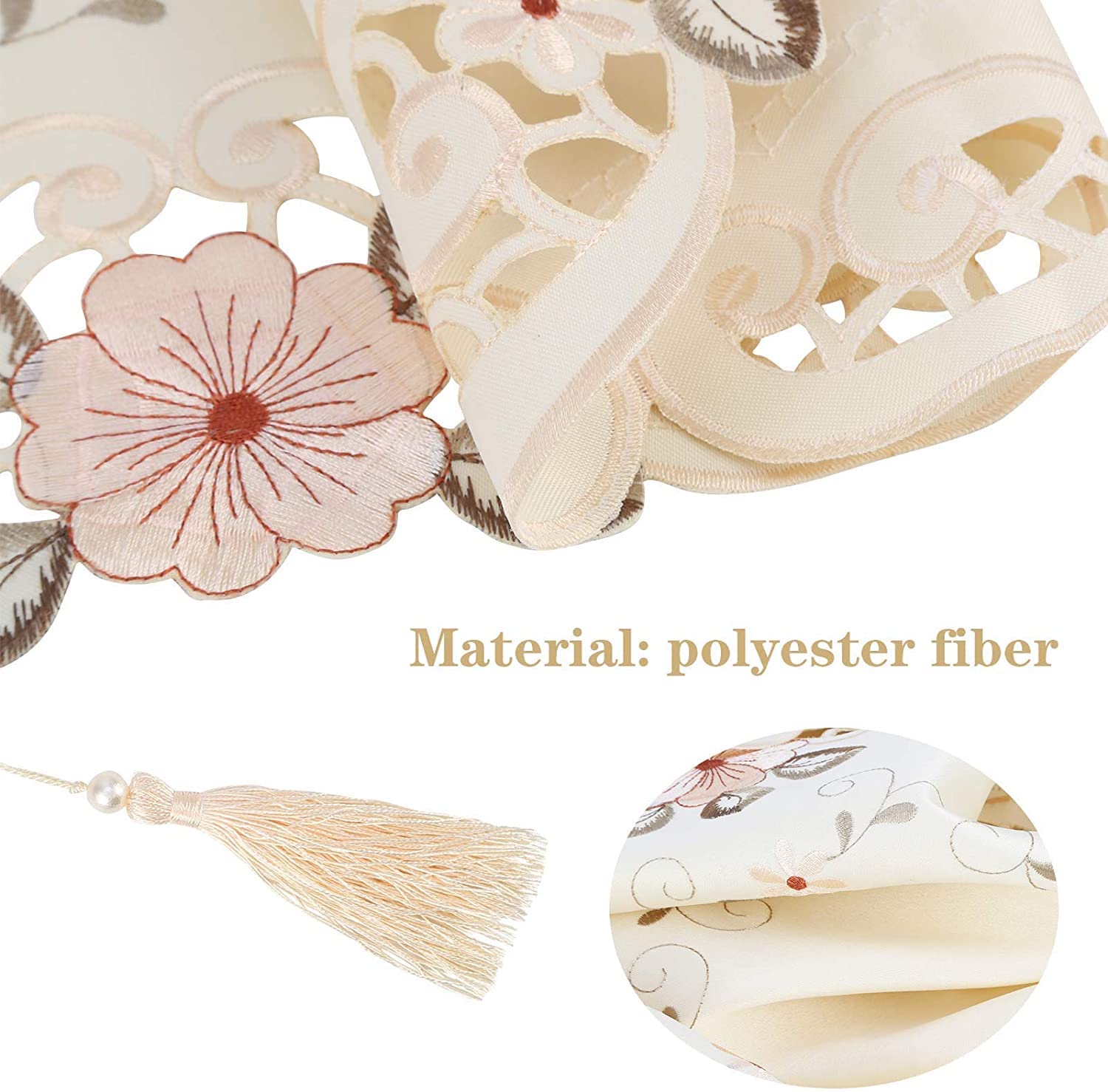 Luxury Embroidered Polyester Table Runners - Elegant Country Style Table Linens for Wedding, Outdoor Party & Home Decor - Perfect for Dining Table, Buffet & Special Event Decorations