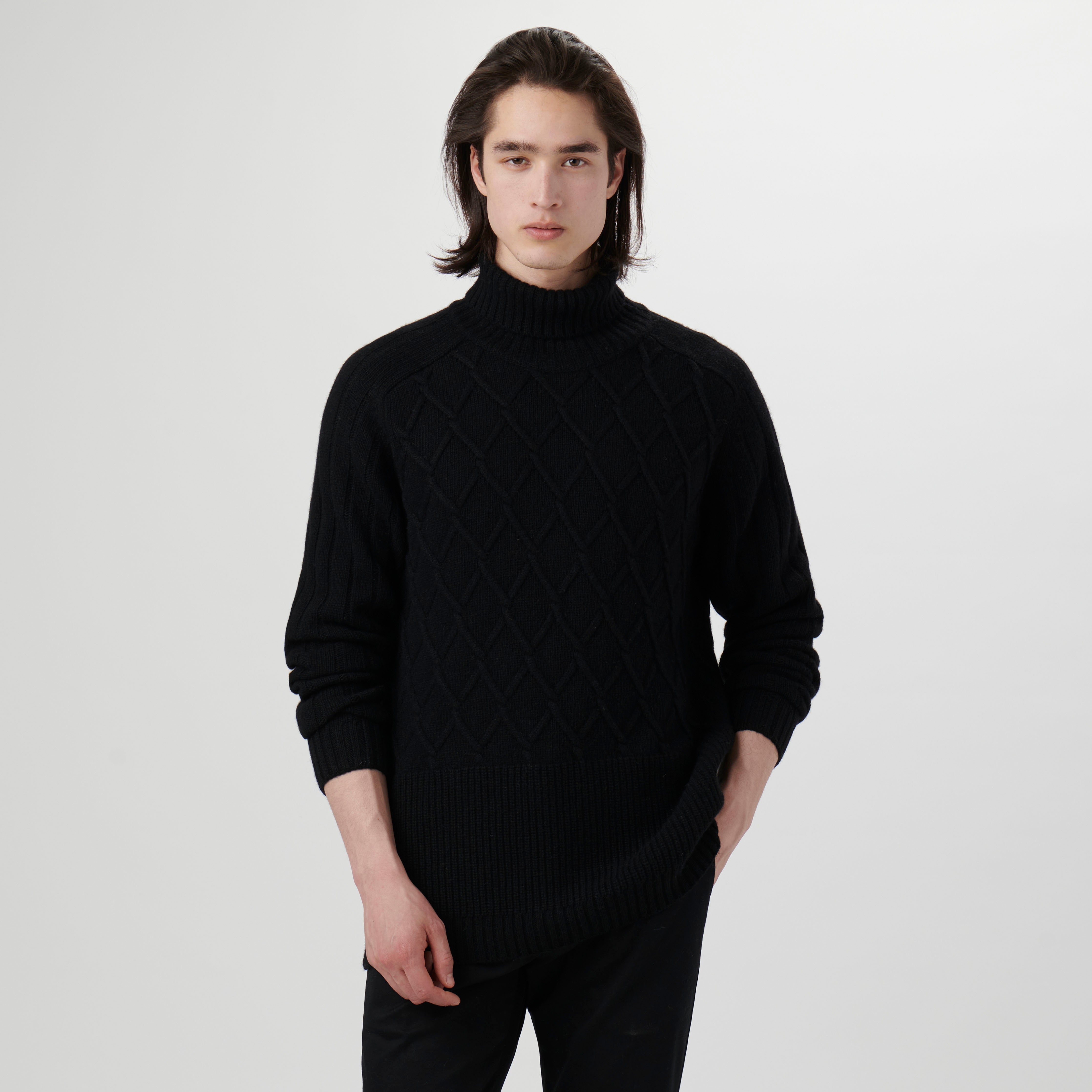 Diamond Stitch Turtleneck Sweater for Women - Winter Warm Knit Pullover - Cozy Casual & Office Wear