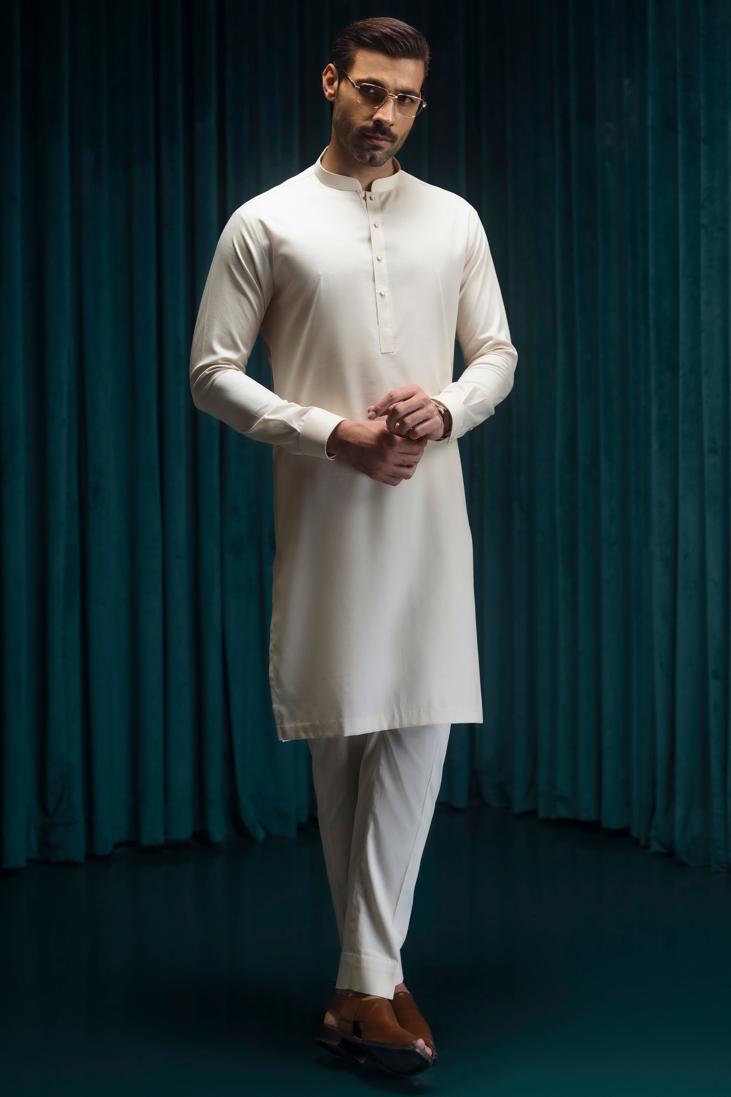 Stylish Blended Brown Kurta Trouser Set for Men & Women - Comfortable Ethnic Wear for Cast & Crew - Perfect for Festivals, Weddings, and Cultural Events