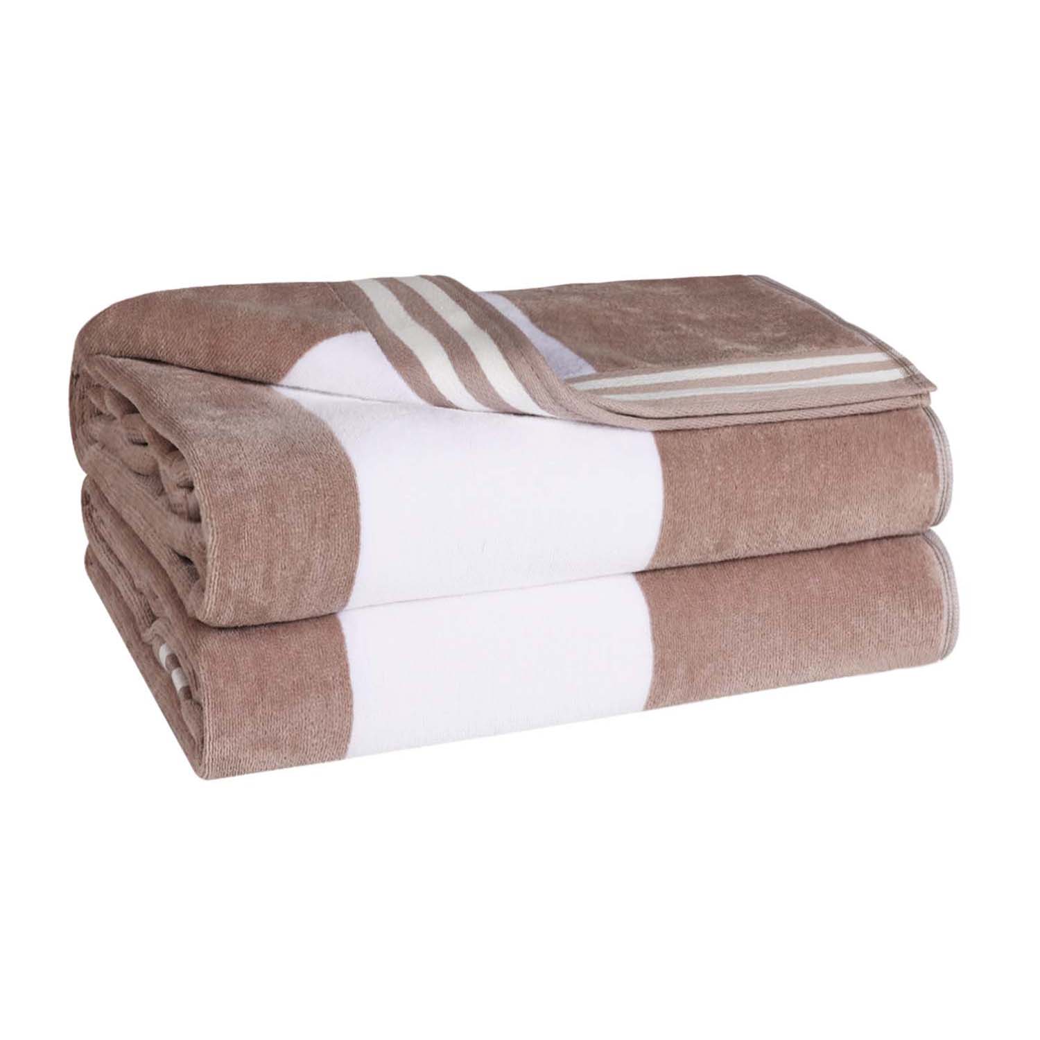 Premium Cabana Stripe Oversized Cotton Beach Towel Set of 2, 4, or 6 - Soft, Absorbent & Quick-Drying for Pool, Beach, Vacation & Spa Use