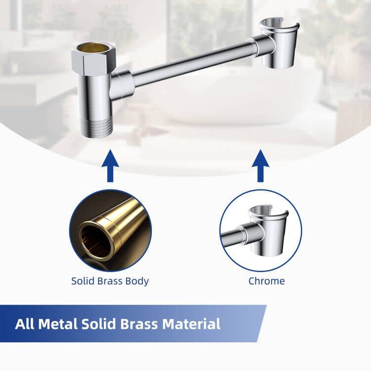 Premium All Metal Shower Head Holder - Solid Brass Adjustable Bracket for Handheld Shower Wand - Chrome Finish Shower Arm Mount - Perfect for Bathroom Renovation & Spa-Like Shower Experience
