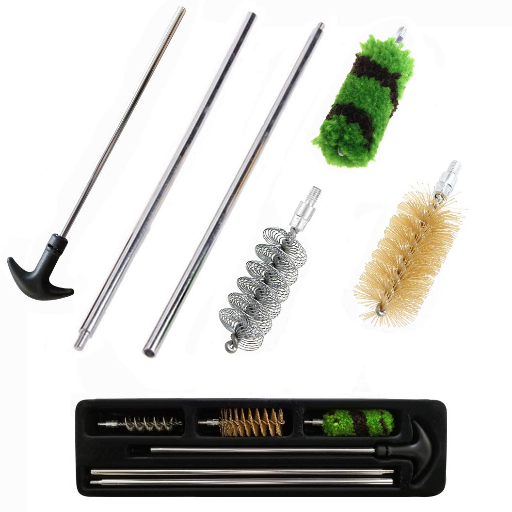 12 Gauge & 20 Gauge Shotgun Cleaning Kit with Long Rod, Hard Nylon Brush, Steel Wire Brush & Cotton Brush - Perfect for Firearm Maintenance & Hunting Gear Care