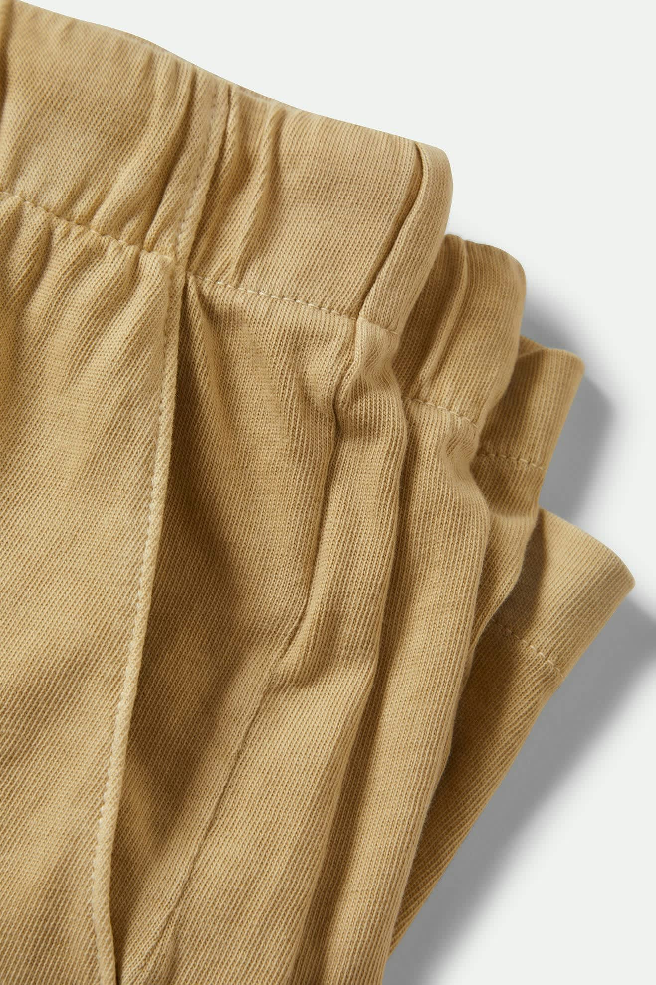 Carefree Organic Cotton Lounge Shorts for Women - Soft Garment Dyed Pale Khaki - Perfect for Yoga, Beach & Relaxing at Home
