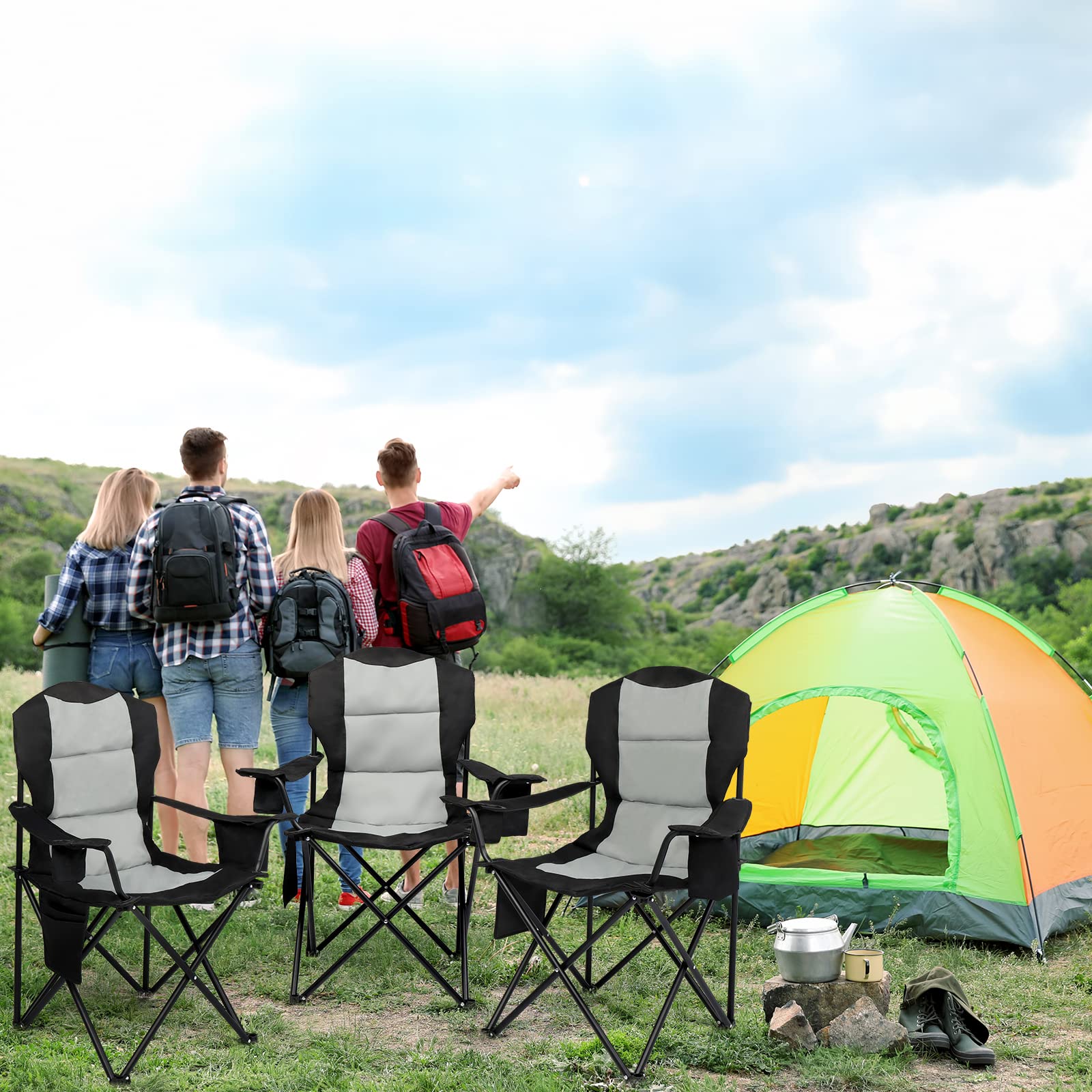 **Ochine Heavy Duty Camping Chair - Portable Folding Chair Supports 230 lbs, Compact & Lightweight for Backpacking, Hiking, Beach, Picnic - Perfect for Outdoor Adventures, Travel, and Relaxation**