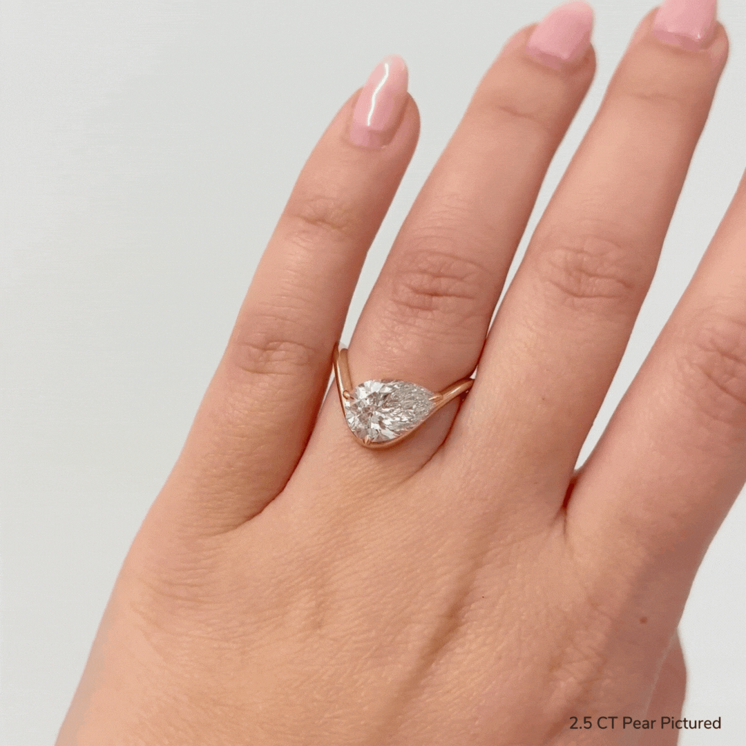 Zaha Curve Ring with Pear - Size 6 | Elegant Sterling Silver Jewelry for Women | Perfect for Weddings, Anniversaries & Special Occasions