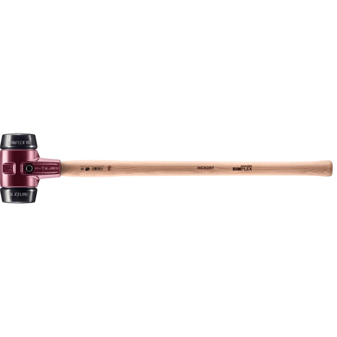 Halder Simplex Sledgehammer with Medium-Hard Rubber Inserts - Cast Iron Housing & Handle Protection Sleeve - Varnished Wooden Handle (80mm, 7.2 lbs) - Ideal for Construction, Demolition & Heavy-Duty DIY Projects