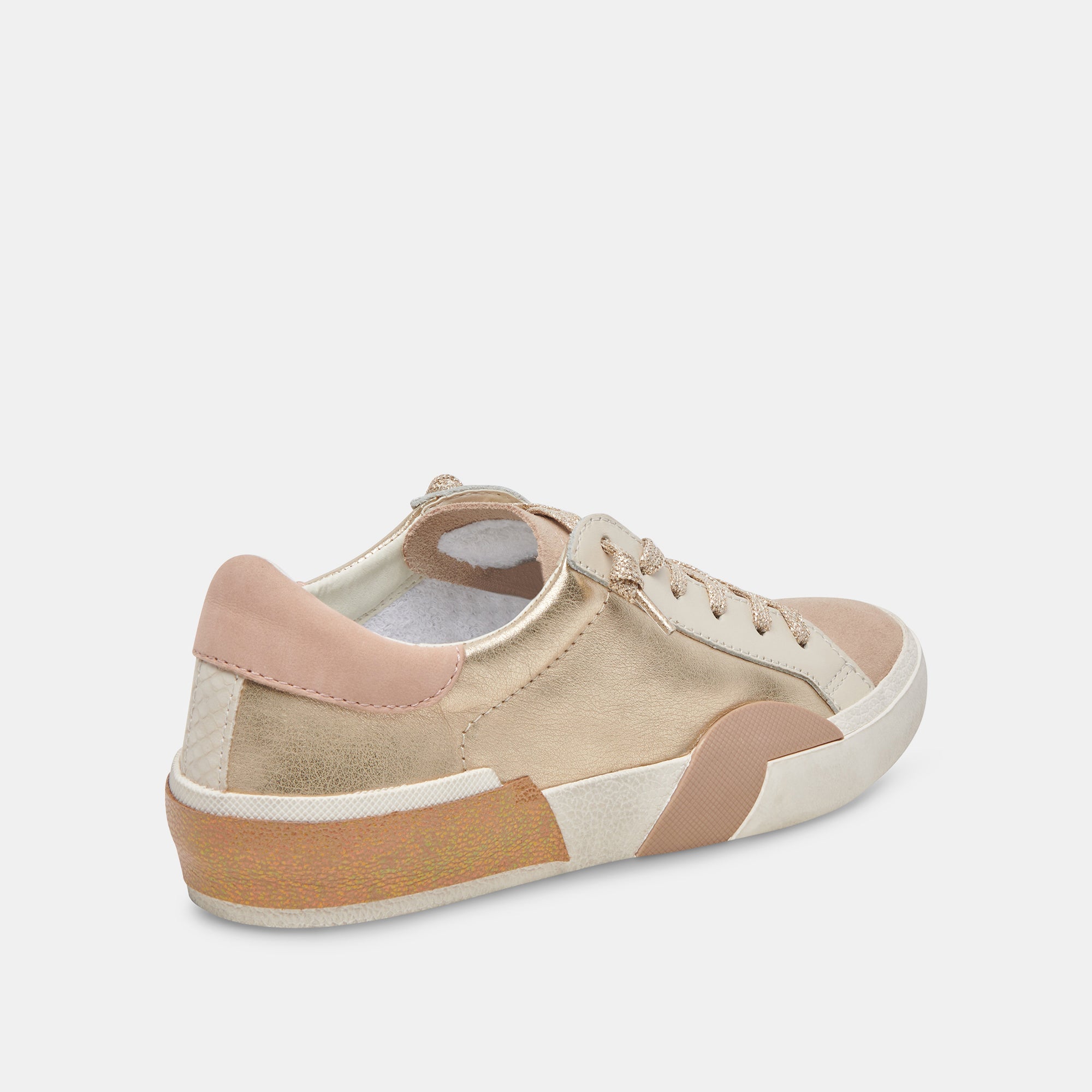 ZINA Women's Gold Leather Sneakers - Fashionable Comfortable Walking Shoes for Casual Outfits & Daily Wear