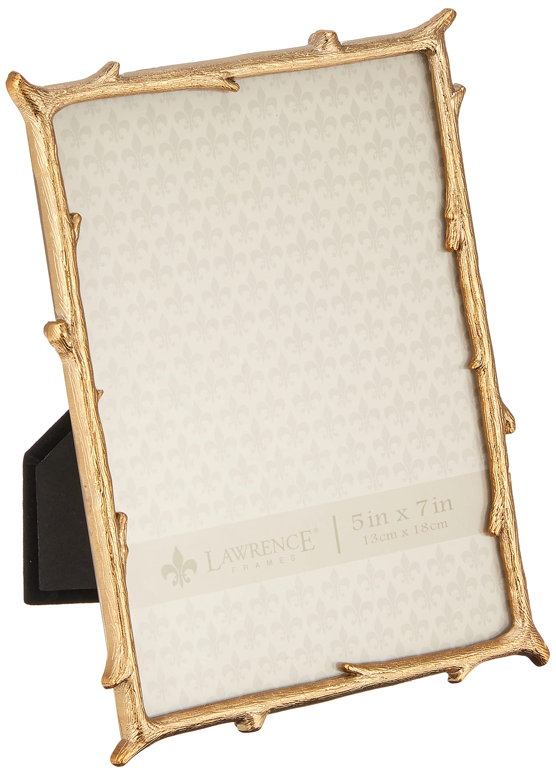 Lawrence Frames 712557 5x7 Gold Metal Picture Frame with Natural Branch Design - Perfect for Home Decor, Wedding Photos, and Office Display