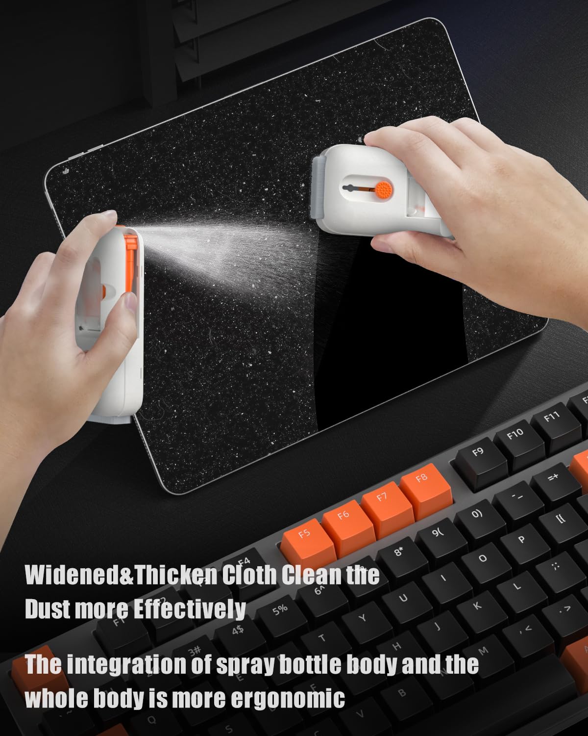 12-in-1 Keyboard Cleaner Kit with 3ml Spray Bottle - Electronics Cleaning Brush Tool for Computer, PC Monitor, TV & Camera Lens - Compact & Patented (Orange) - Perfect for Office, Home & Travel Use