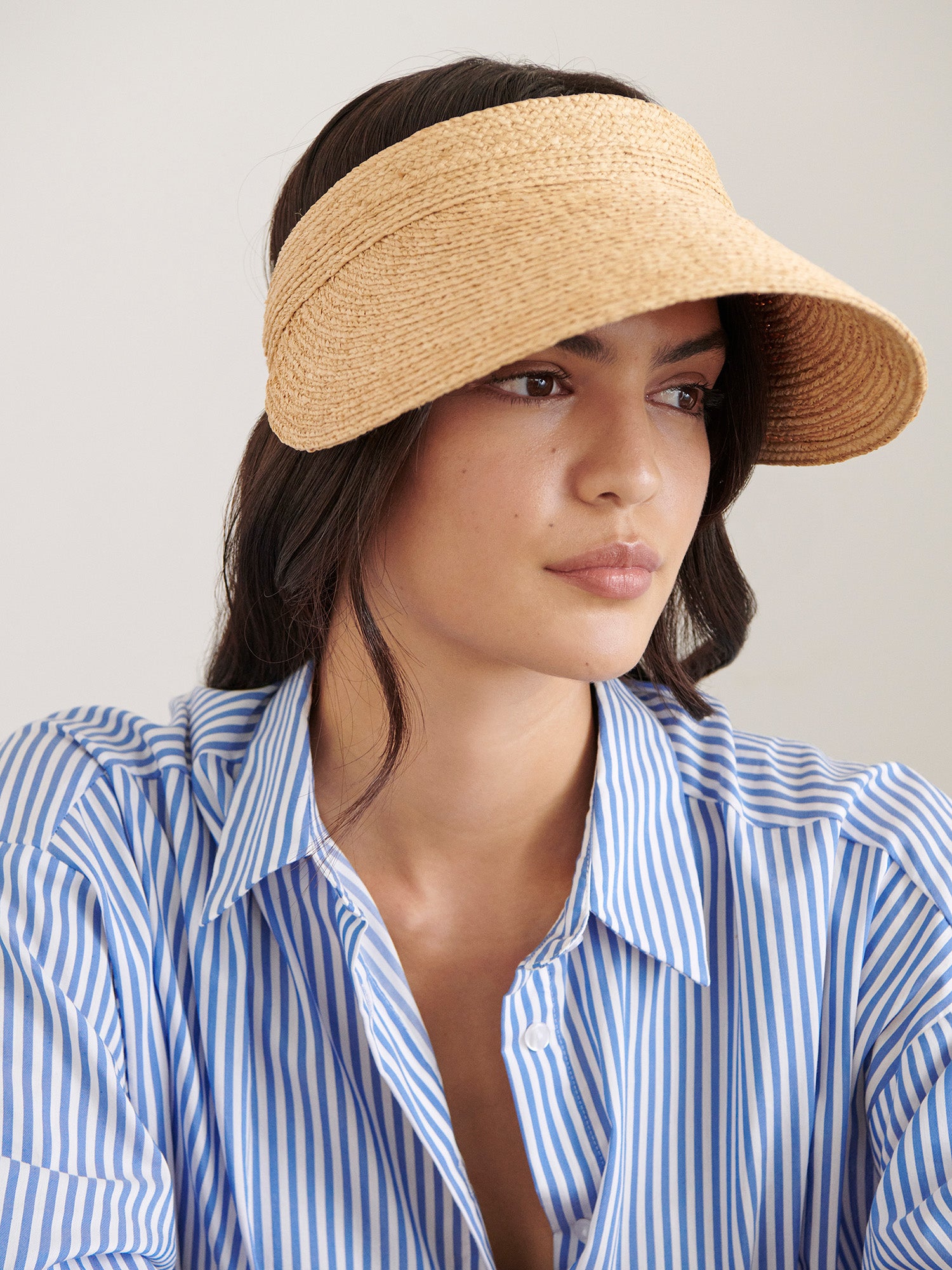 Kirsten Wide Brim Raffia Sun Visor Hat for Women - UV Protection Summer Beach Hat for Outdoor Activities, Gardening, and Travel