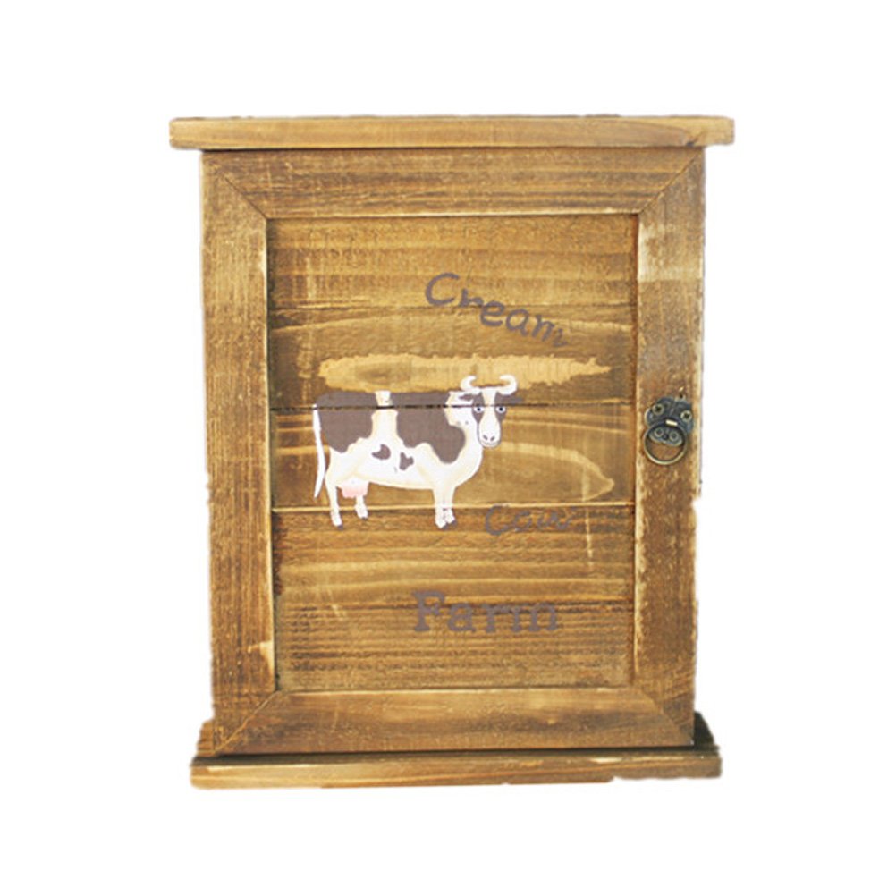 Wooden Wall Mounted Key Cabinet with Carvings - Perfect for Home & Office Organization